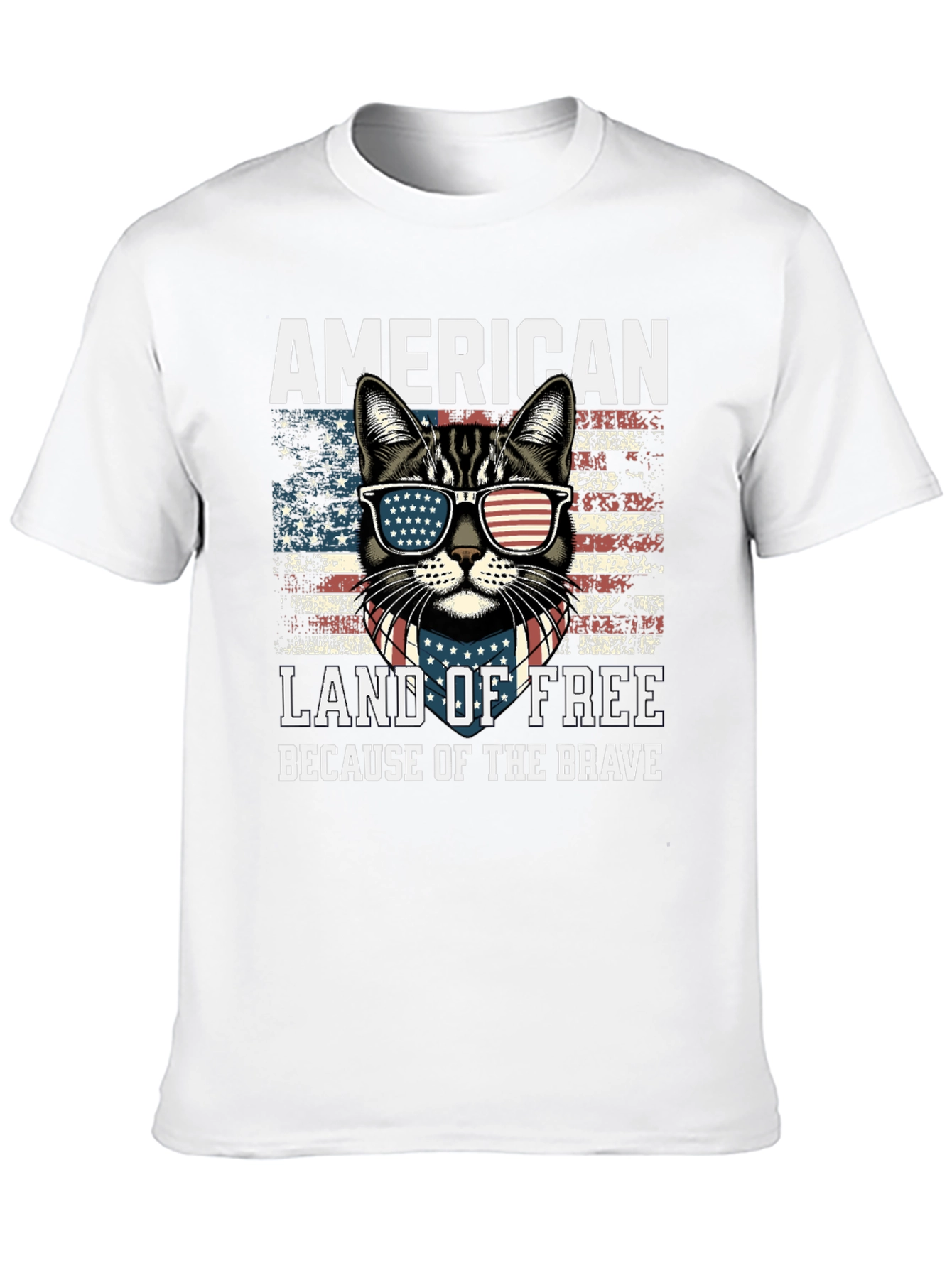 American Cat T-Shirt Land of Free