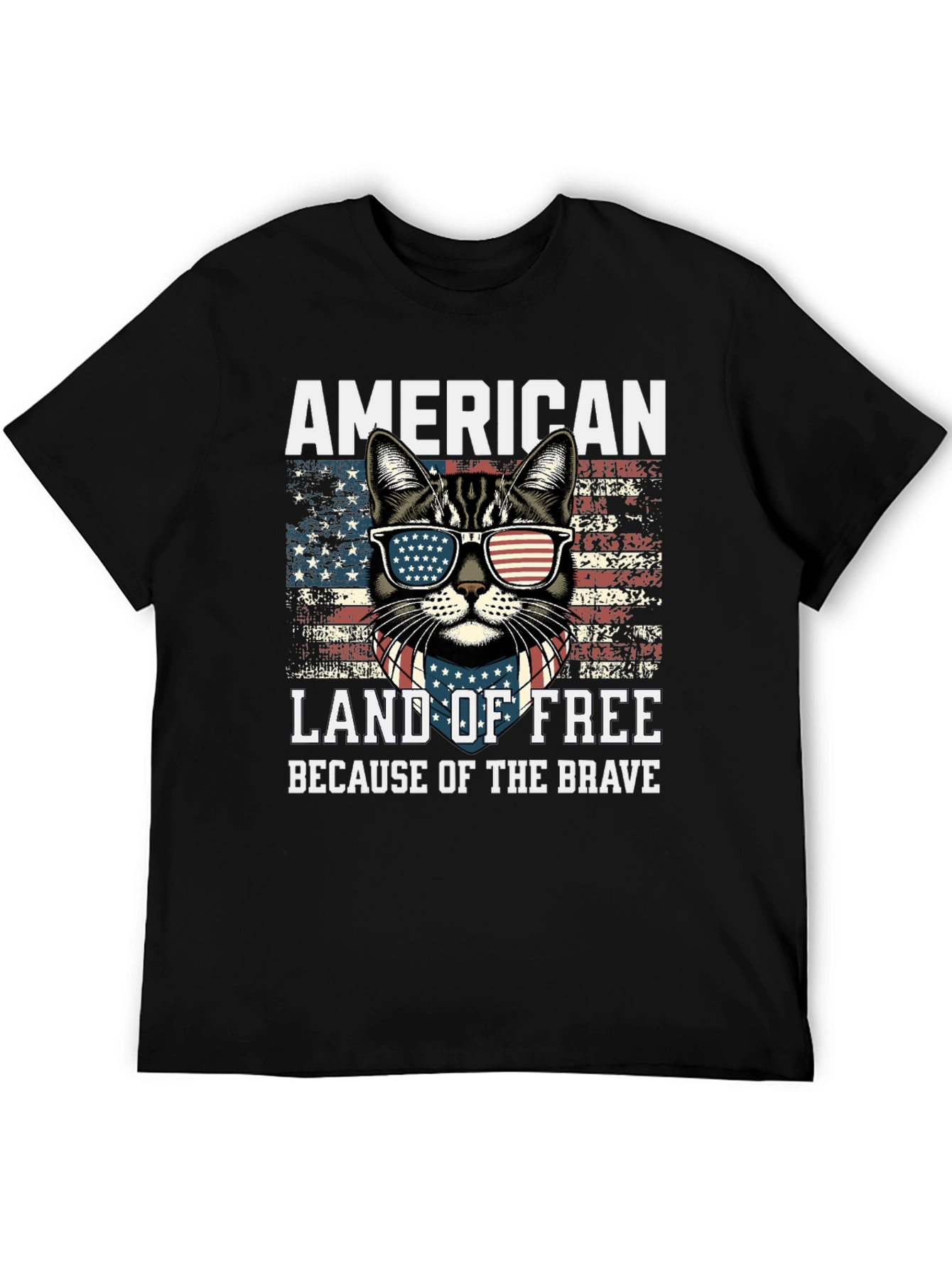 American Cat T-Shirt Land of Free