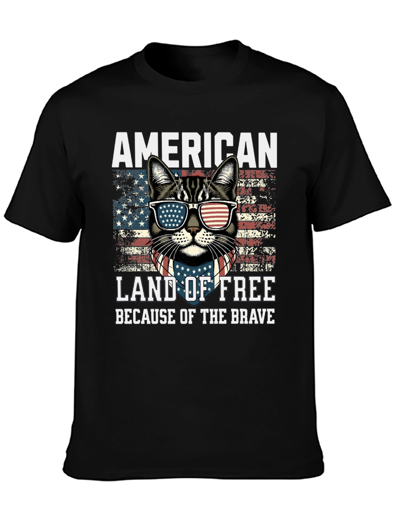American Cat T-Shirt Land of Free
