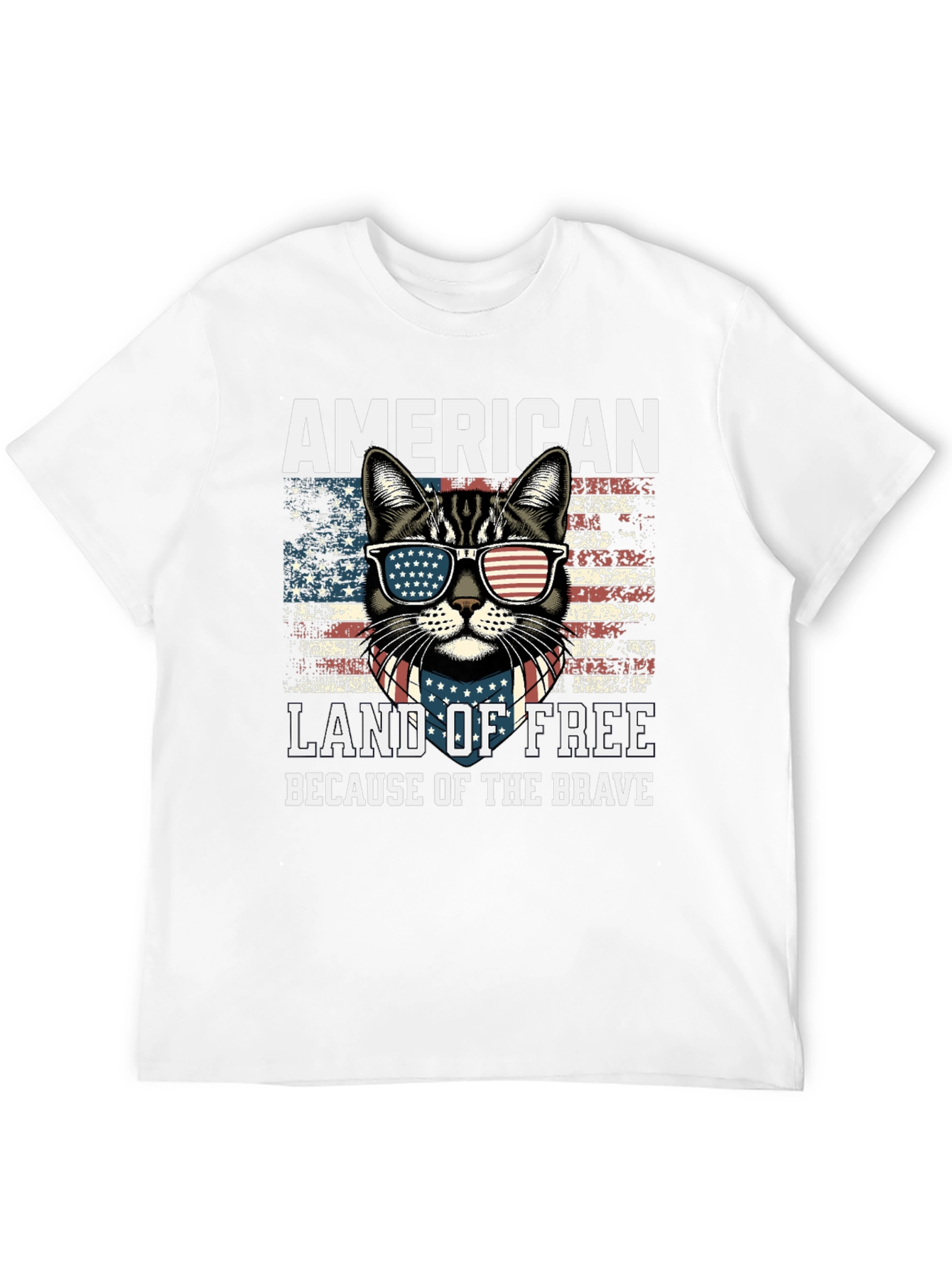 American Cat T-Shirt Land of Free