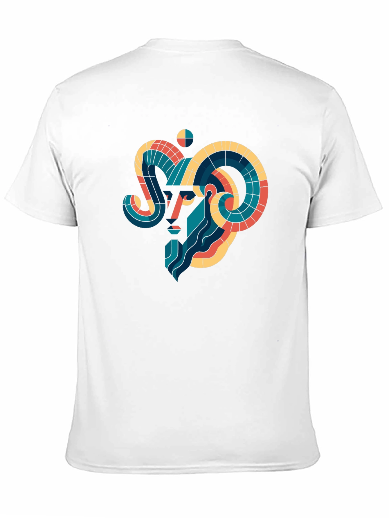 Geometric Aries Ram Graphic Tee - Black