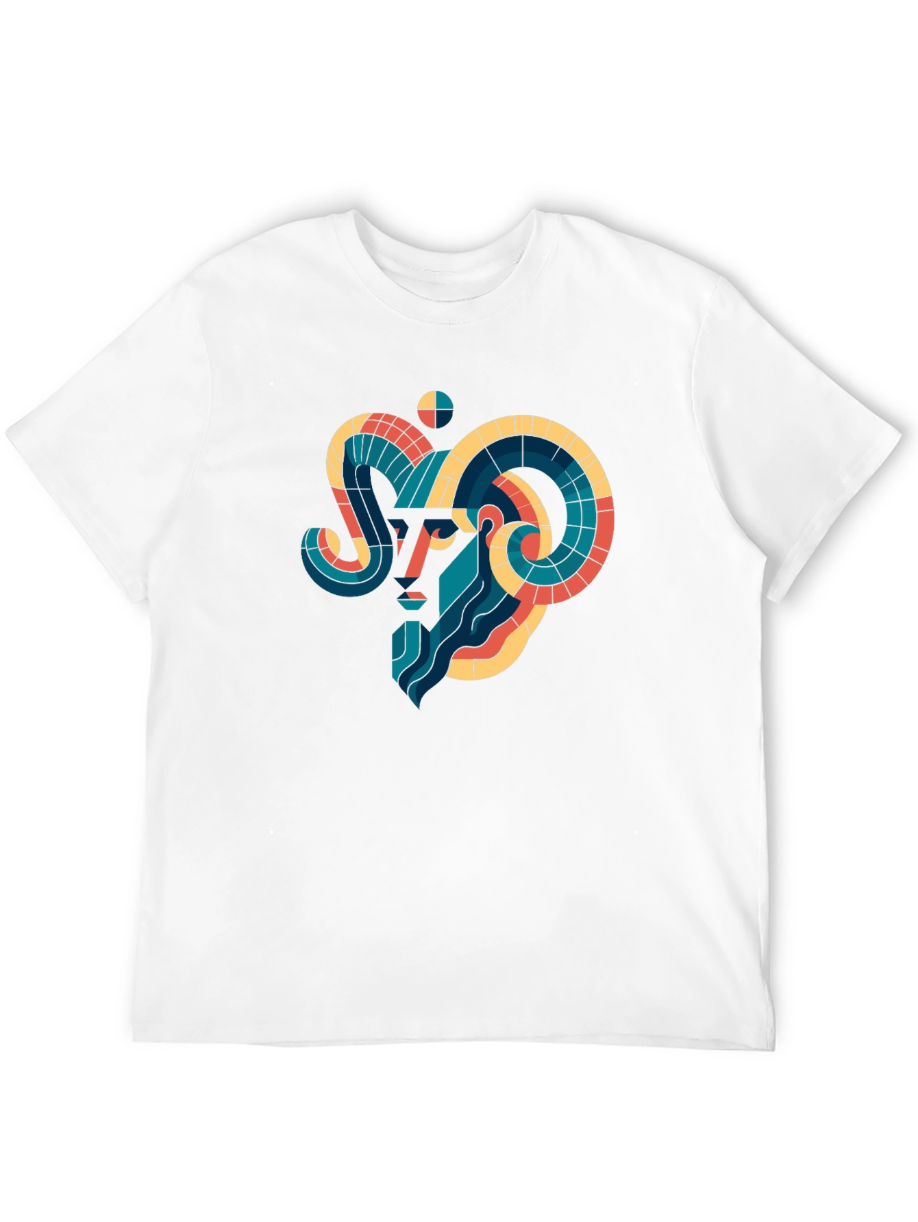 Geometric Aries Ram Graphic Tee - Black