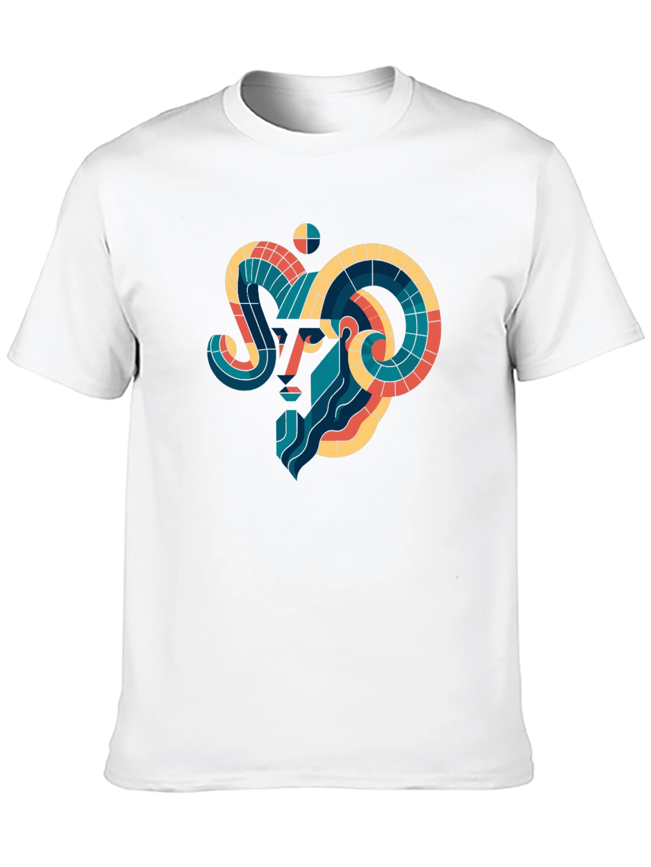 Geometric Aries Ram Graphic Tee - Black