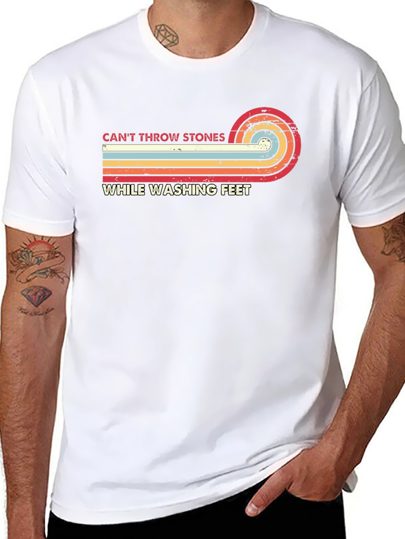Retro Cant Throw Stones Graphic Tee
