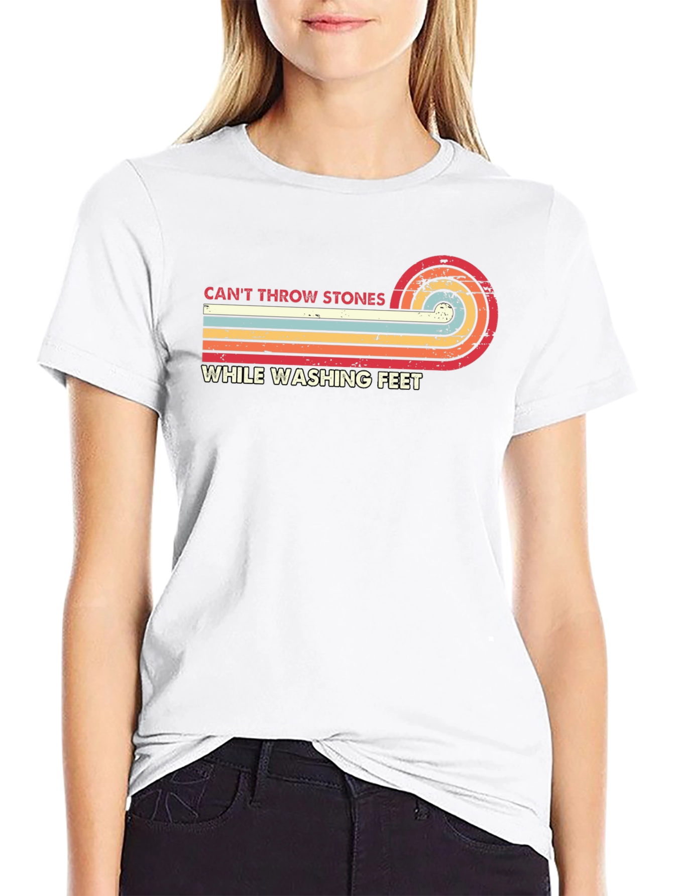 Retro Cant Throw Stones Graphic Tee