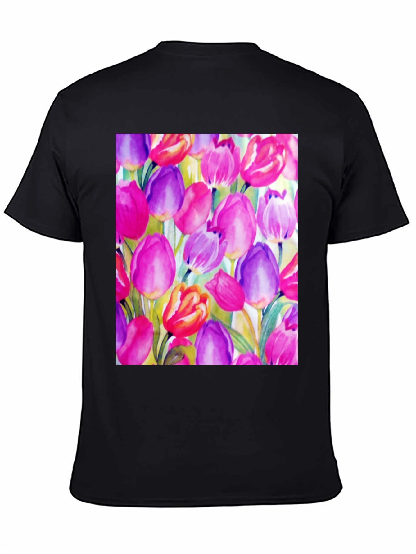 Tulip Art Black T-Shirt