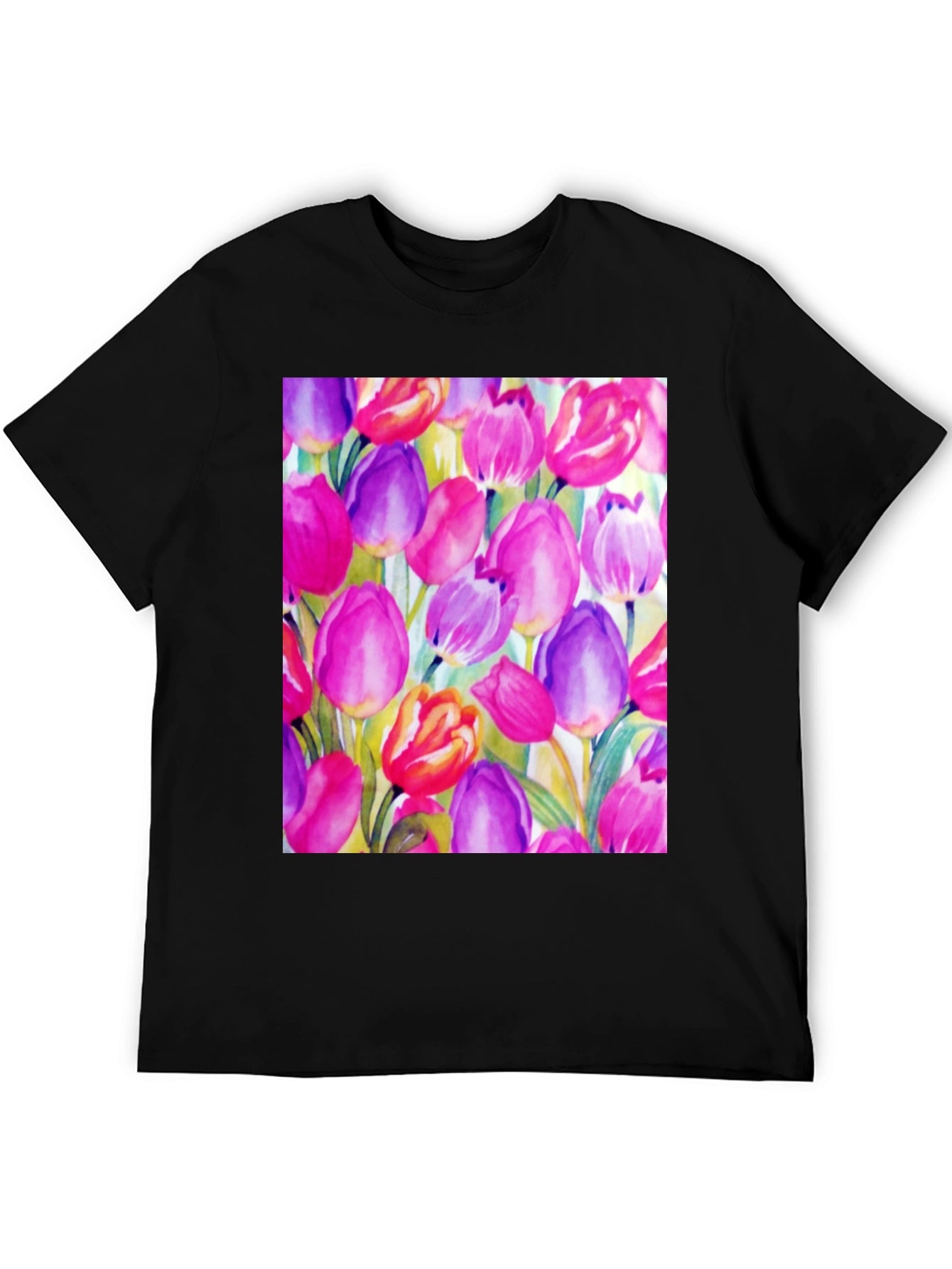 Tulip Art Black T-Shirt