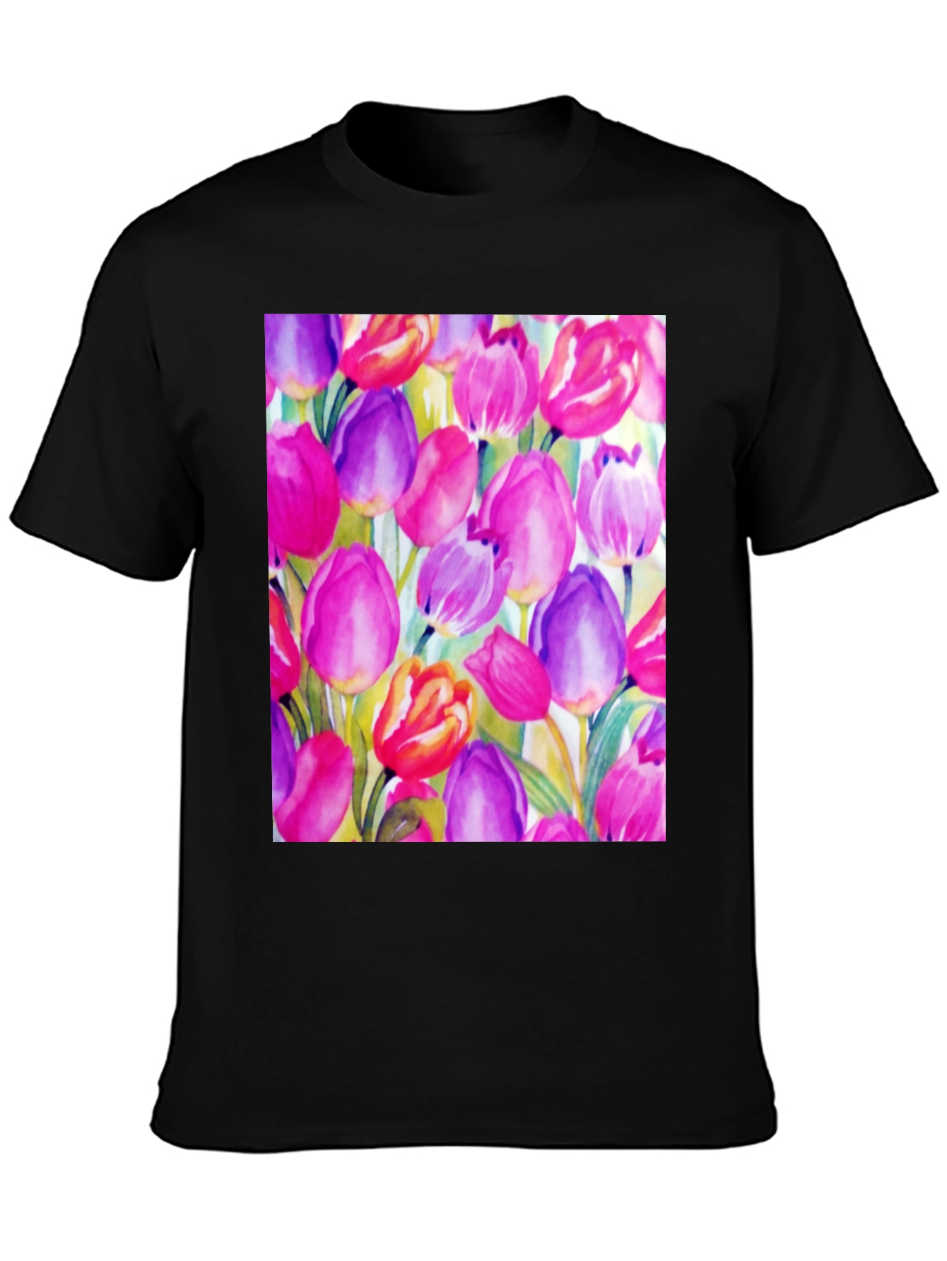 Tulip Art Black T-Shirt