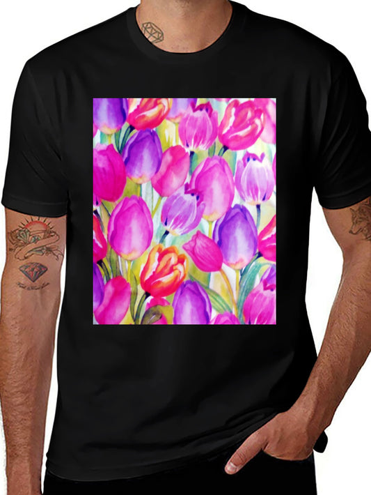 Tulip Art Black T-Shirt