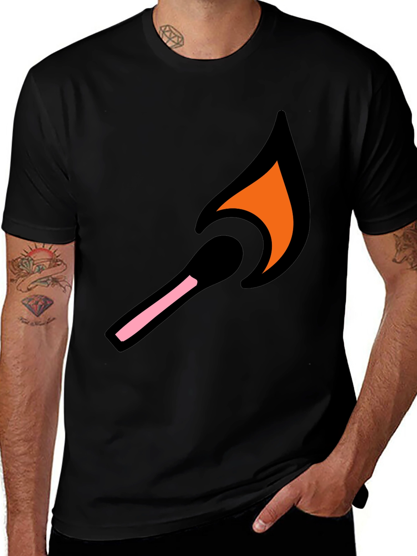 Lit Match Graphic Tee - Cool Black T-Shirt