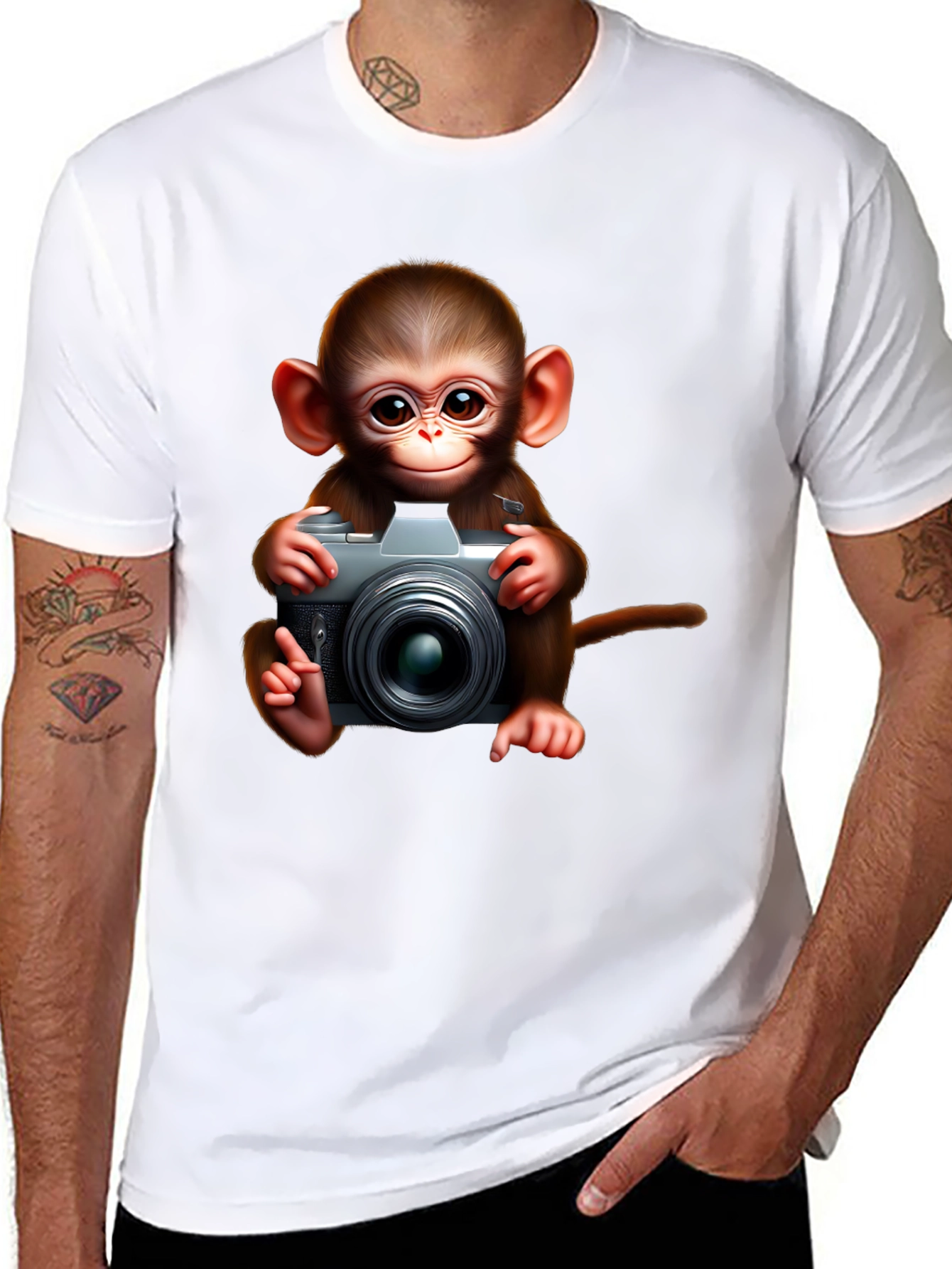 Monkey Photographer Graphic Tee