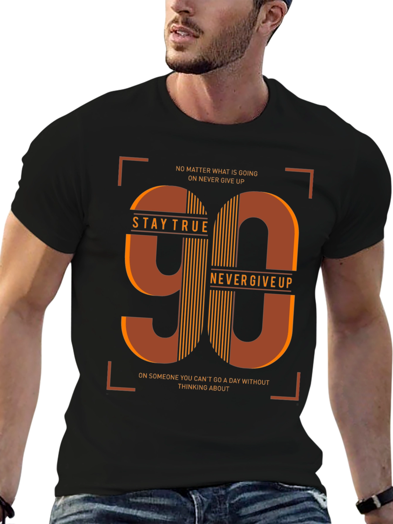 Stay True 90 Graphic Print Black T-Shirt
