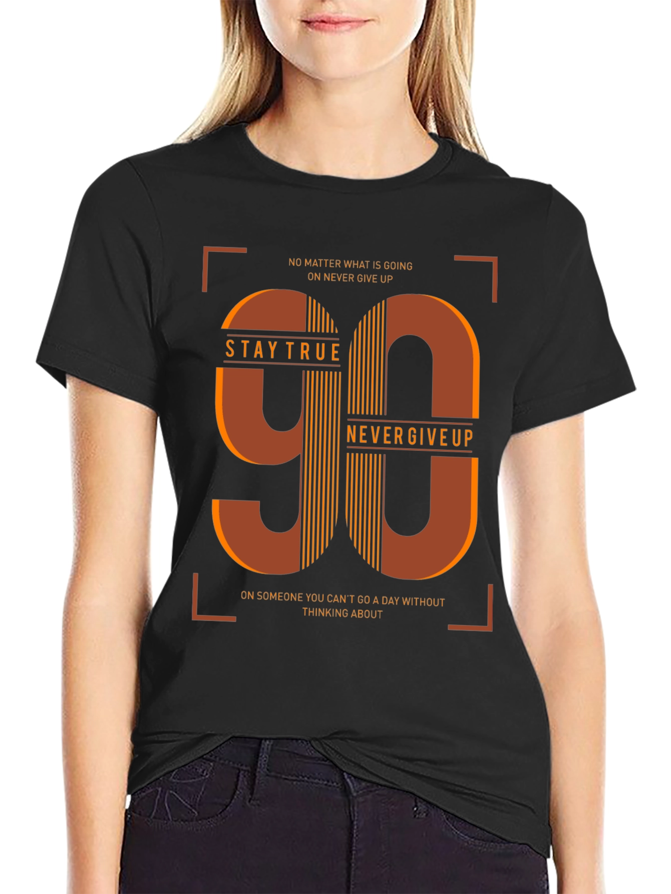Stay True 90 Graphic Print Black T-Shirt