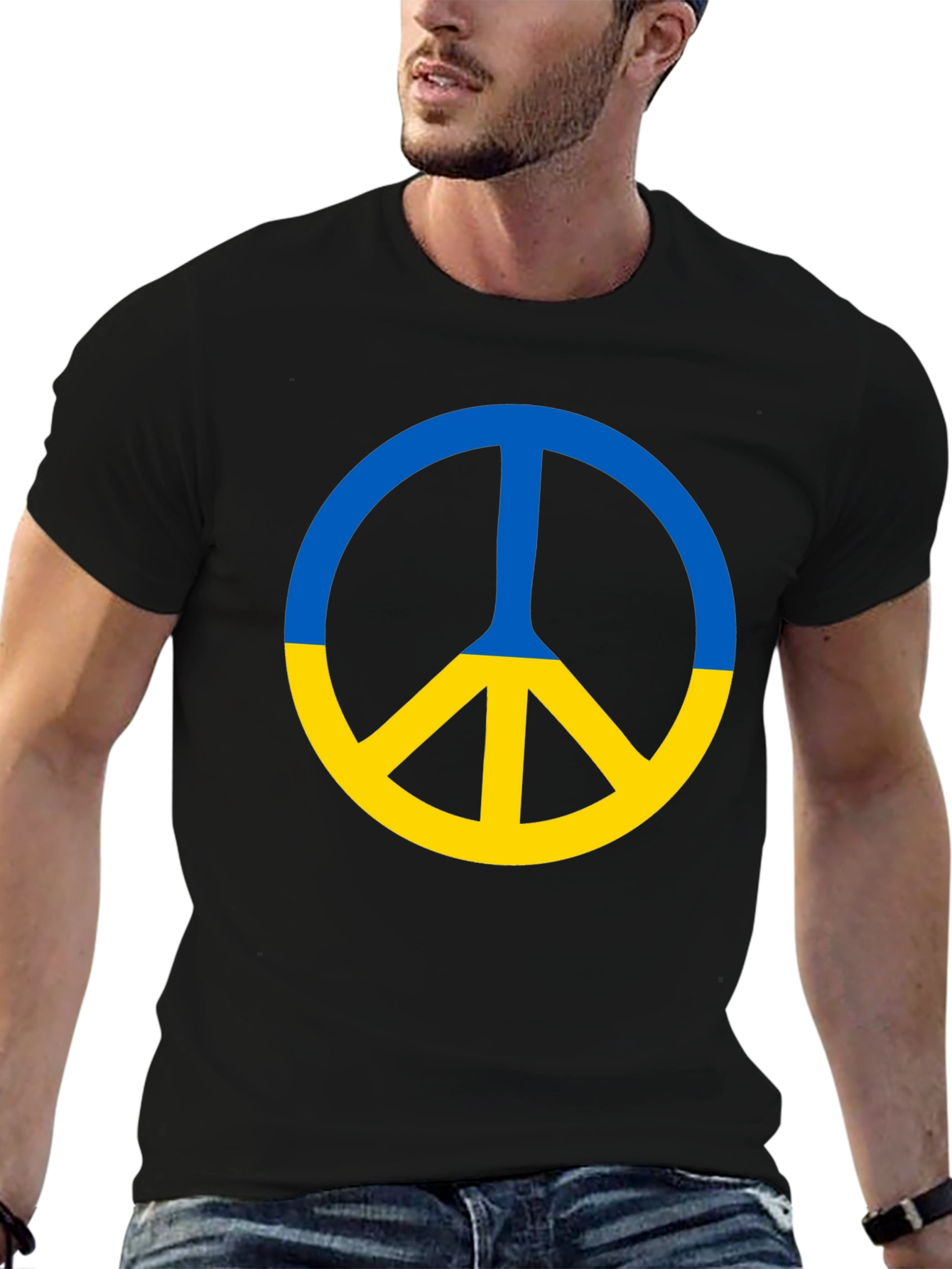Ukraine Peace Sign Black T-Shirt