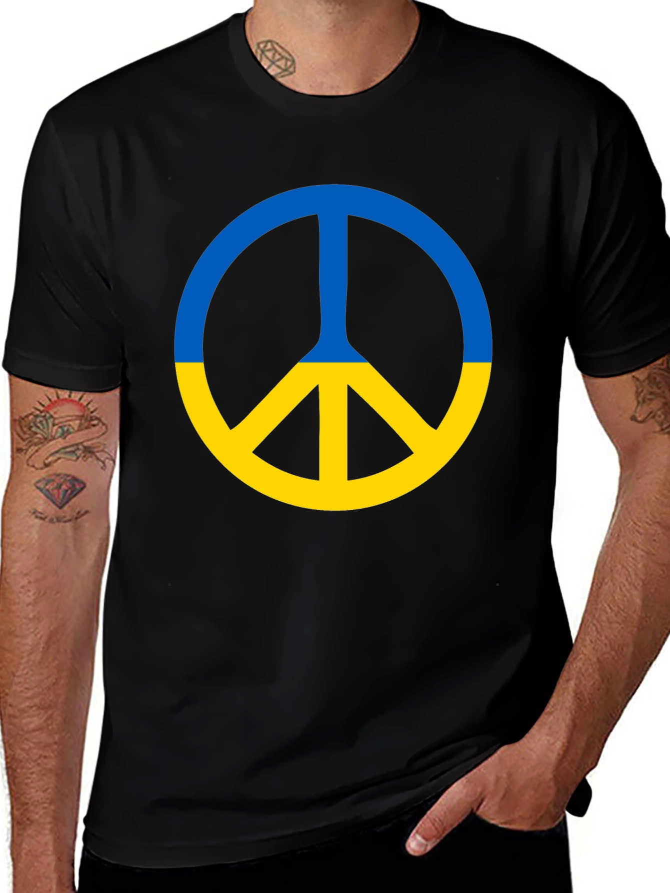 Ukraine Peace Sign Black T-Shirt
