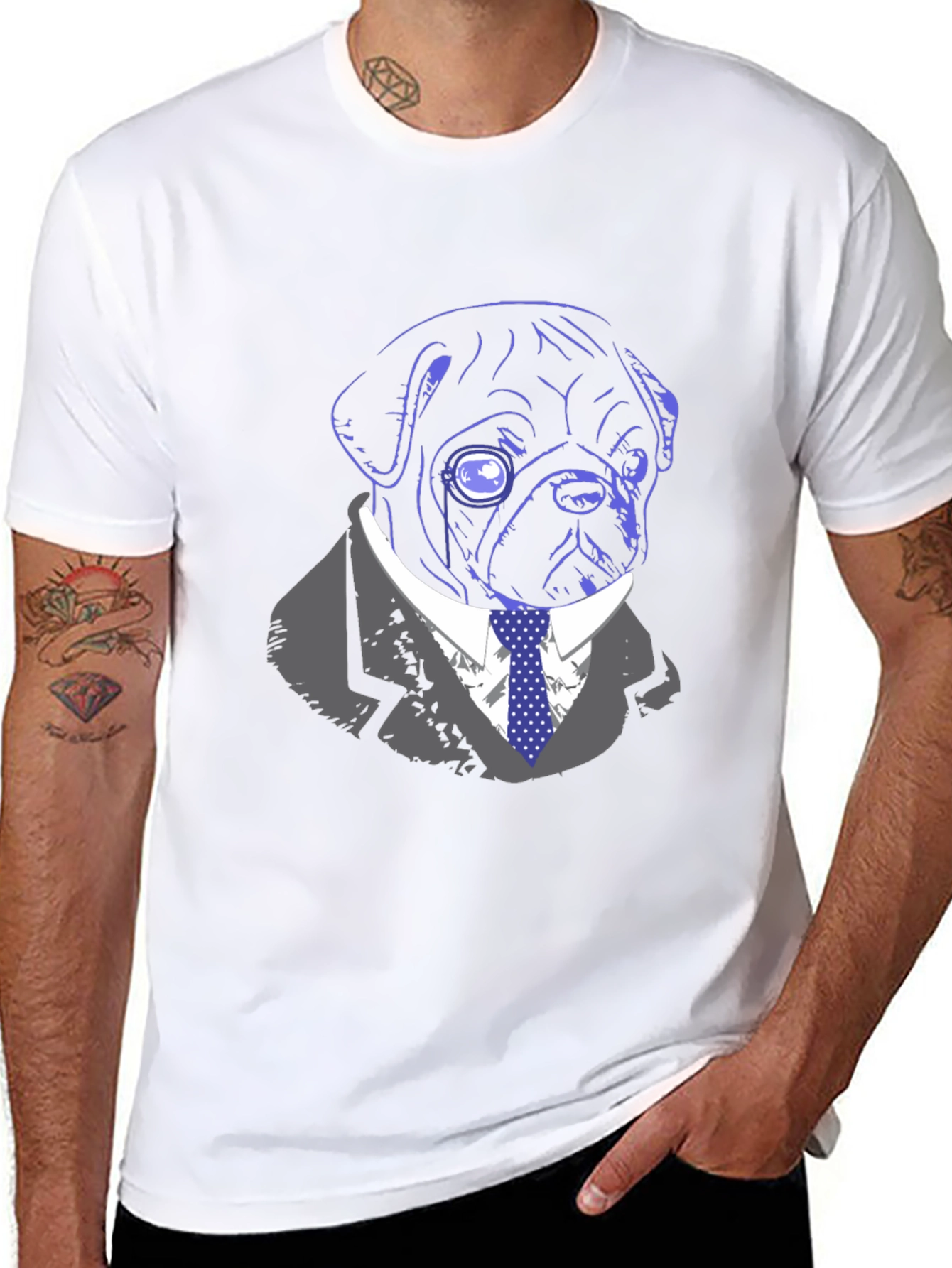 Dapper Dog T-Shirt - Monocle Pug
