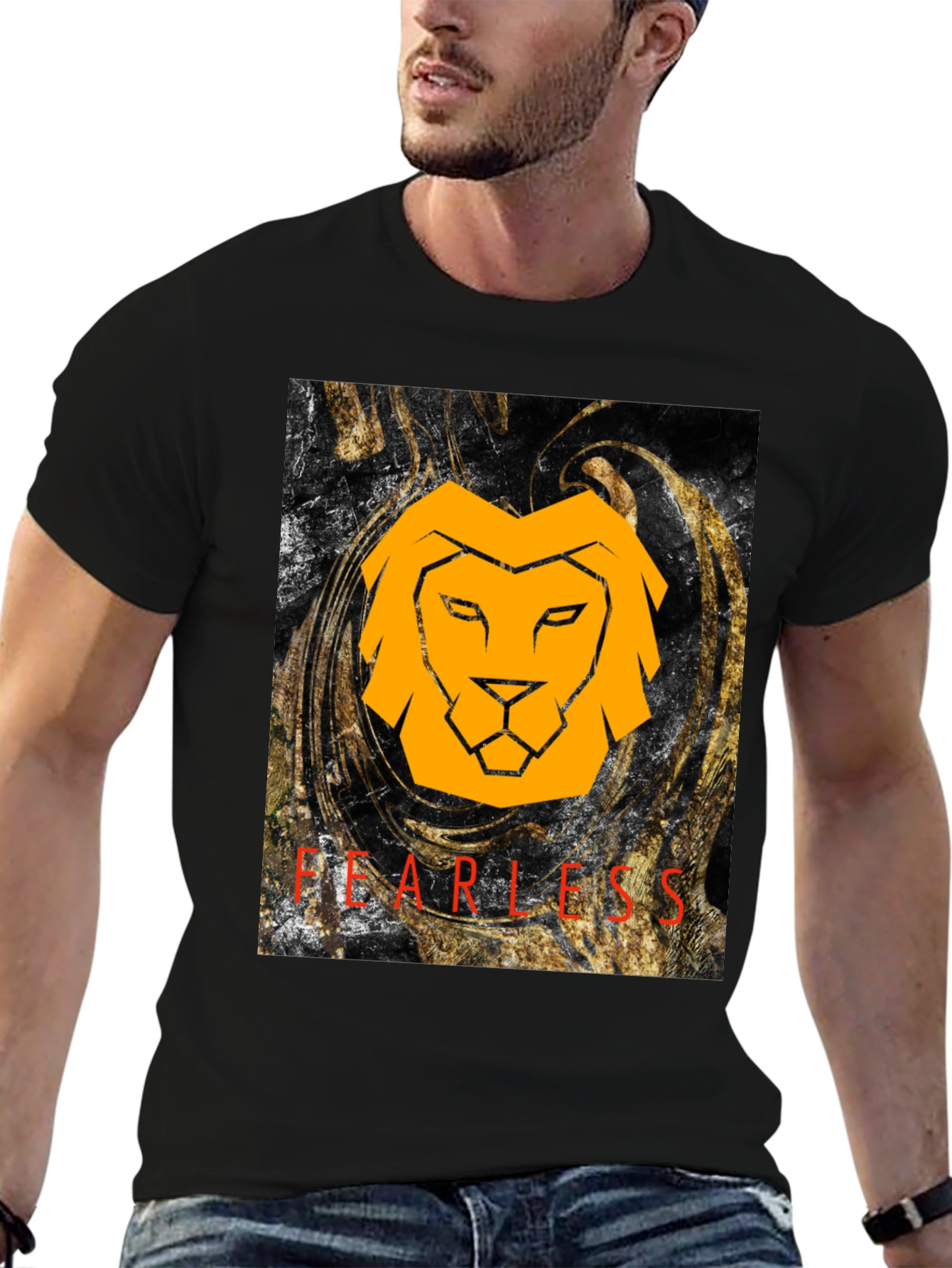Fearless Lion Graphic Tee - Black