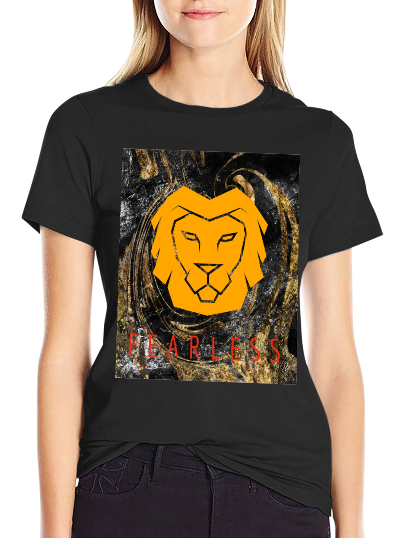 Fearless Lion Graphic Tee - Black