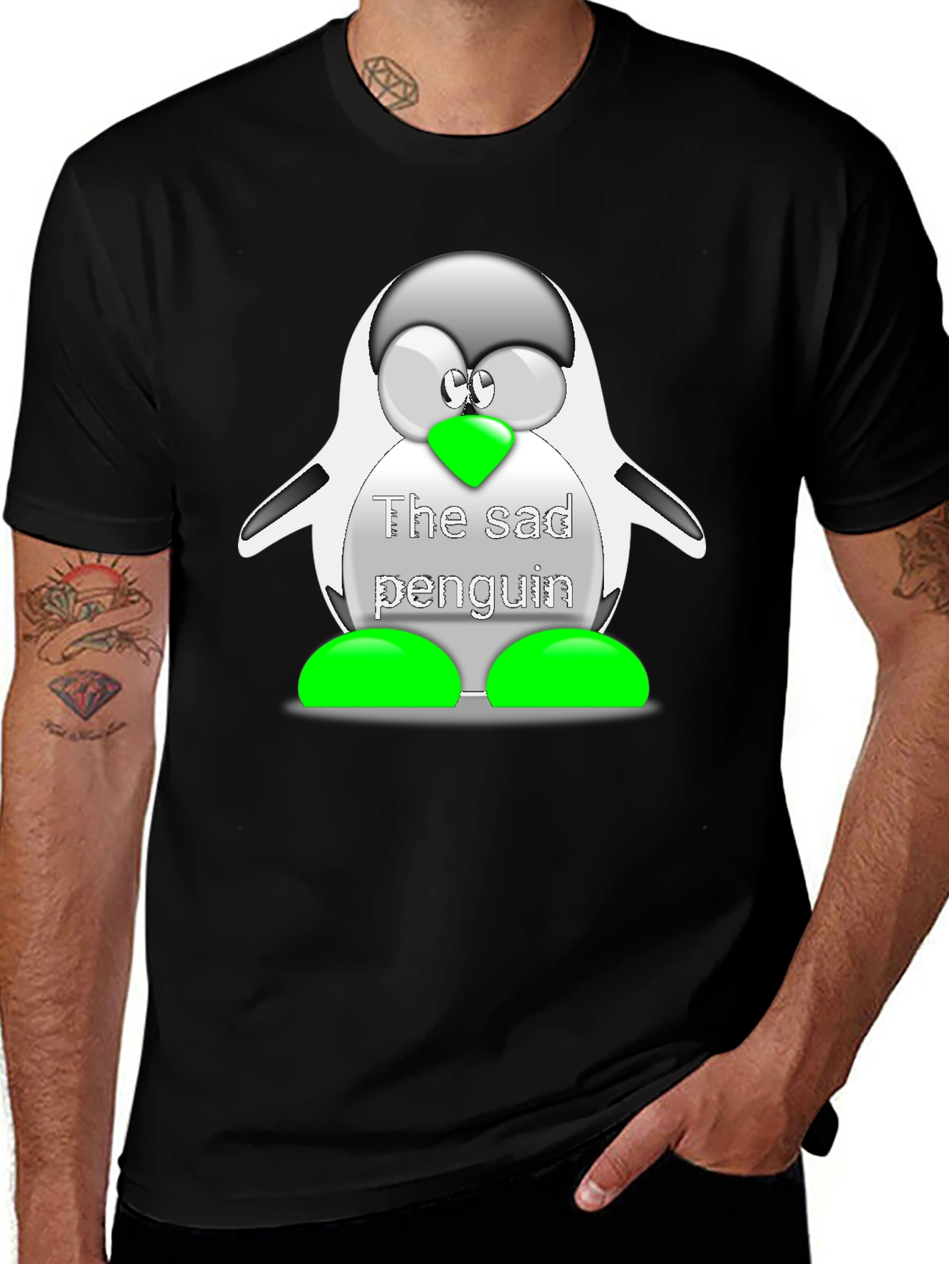 Sad Penguin Graphic T-Shirt - Unisex Casual Wear