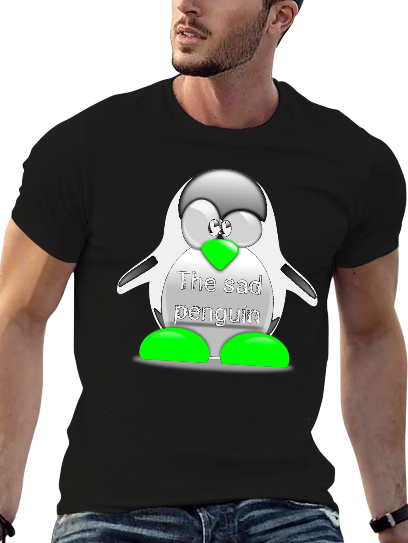 Sad Penguin Graphic T-Shirt - Unisex Casual Wear