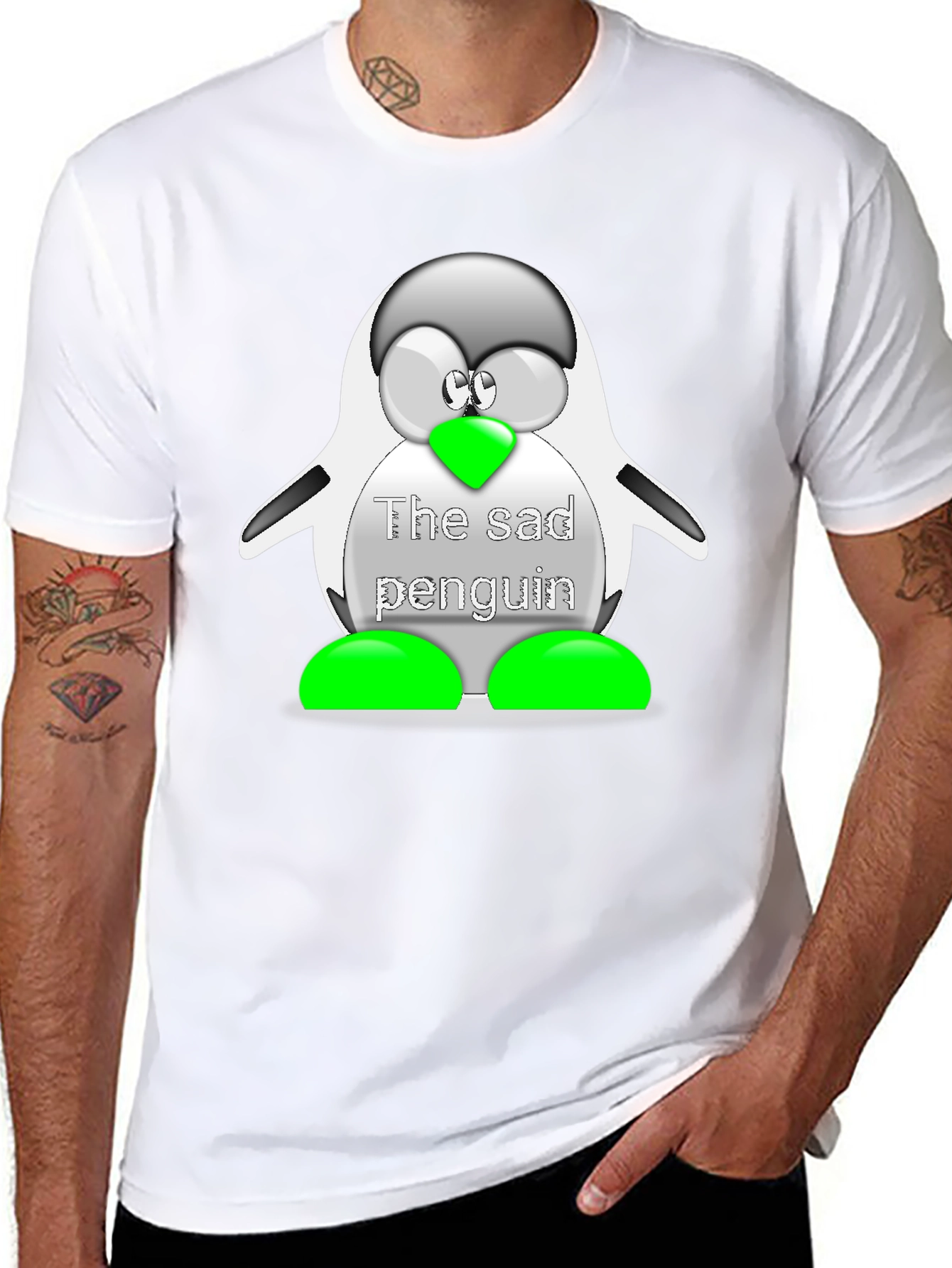 Sad Penguin Graphic T-Shirt - Unisex Casual Wear