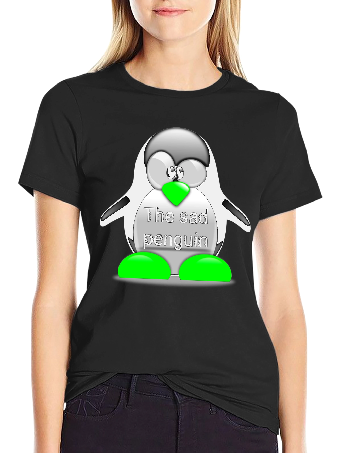 Sad Penguin Graphic T-Shirt - Unisex Casual Wear