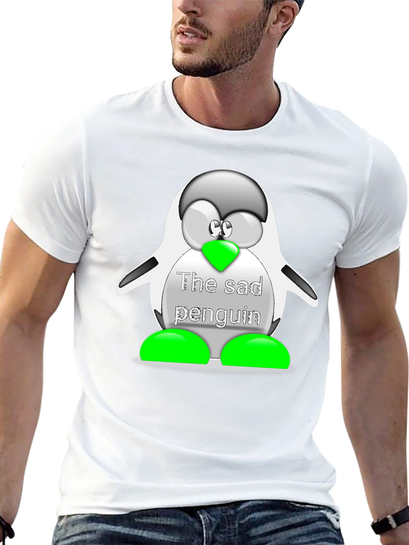 Sad Penguin Graphic T-Shirt - Unisex Casual Wear