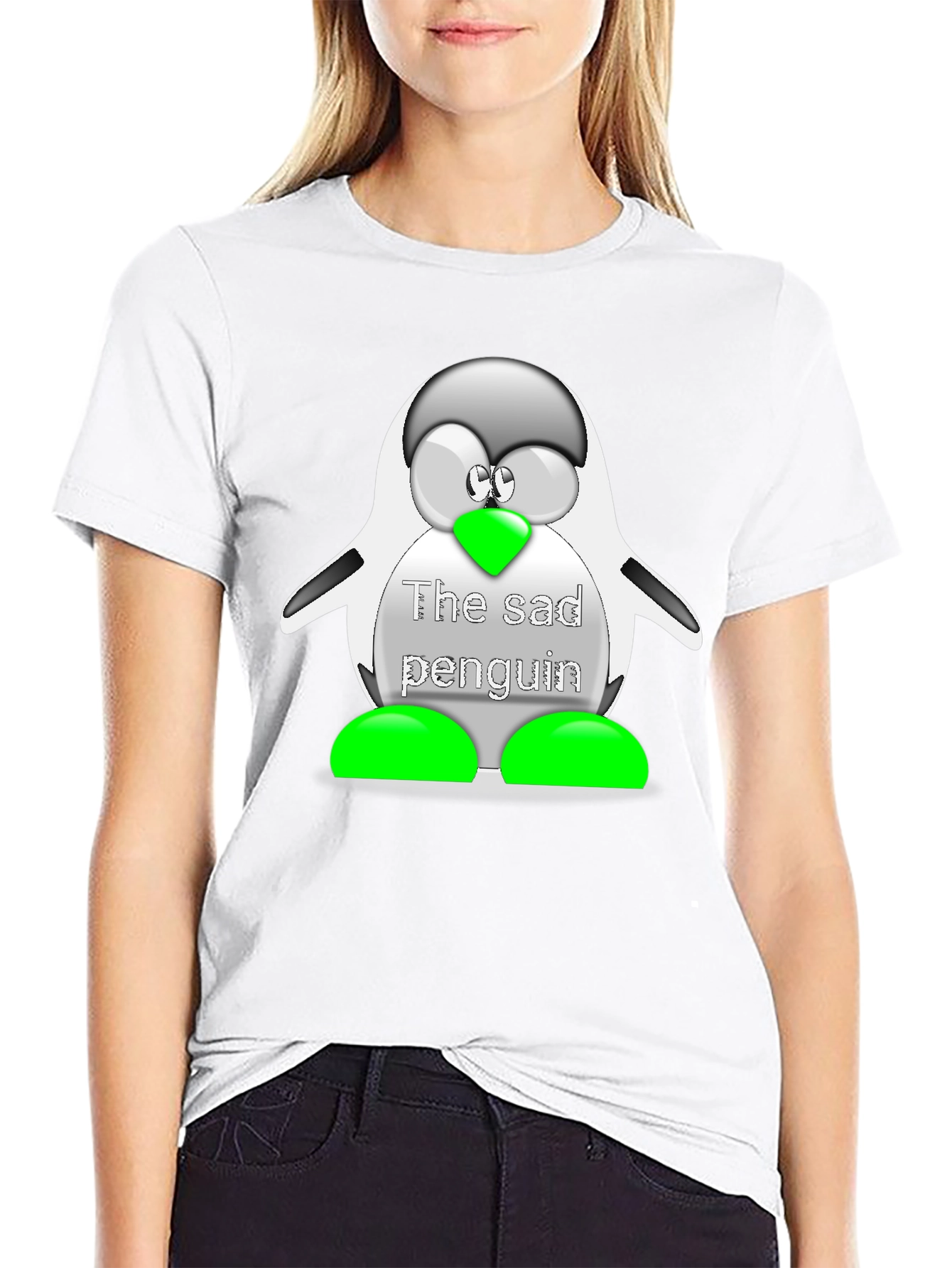 Sad Penguin Graphic T-Shirt - Unisex Casual Wear