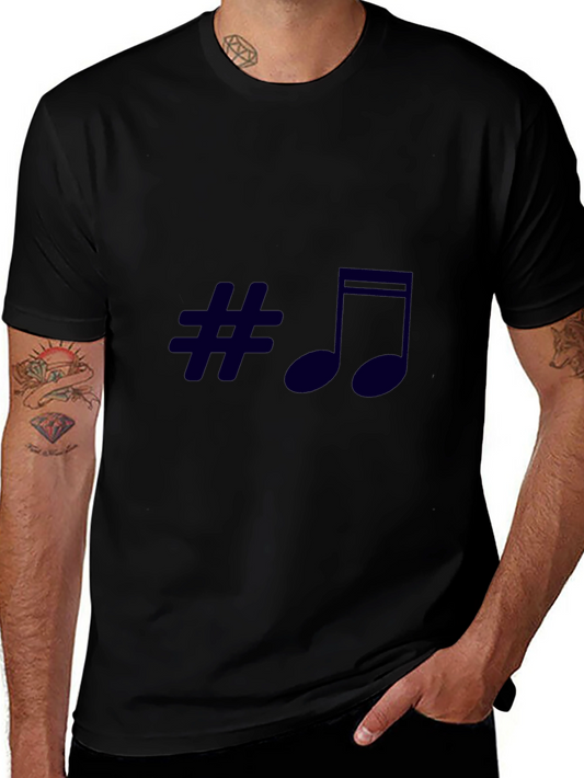 Stylish Music Symbol Black T-Shirt