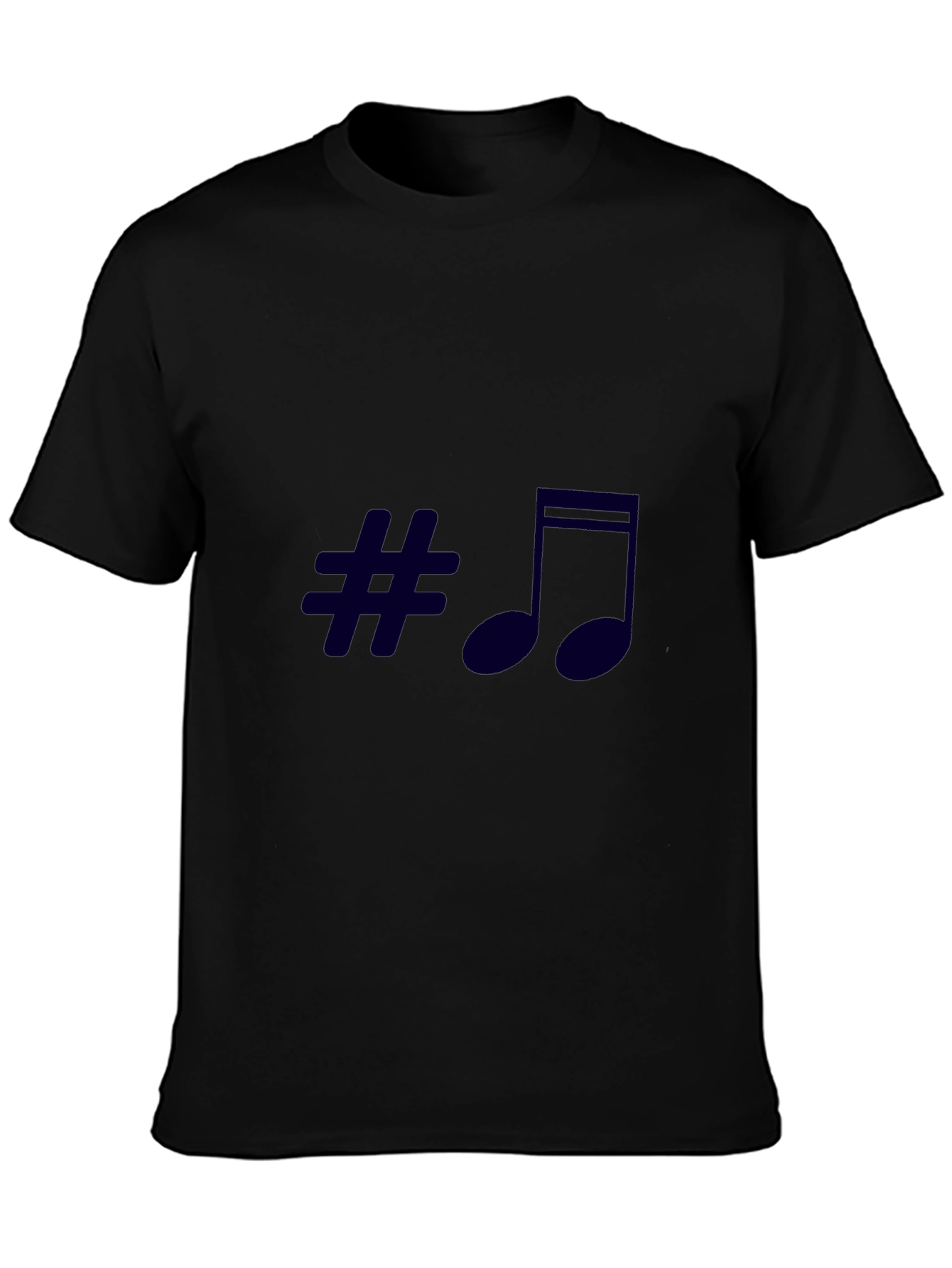 Stylish Music Symbol Black T-Shirt