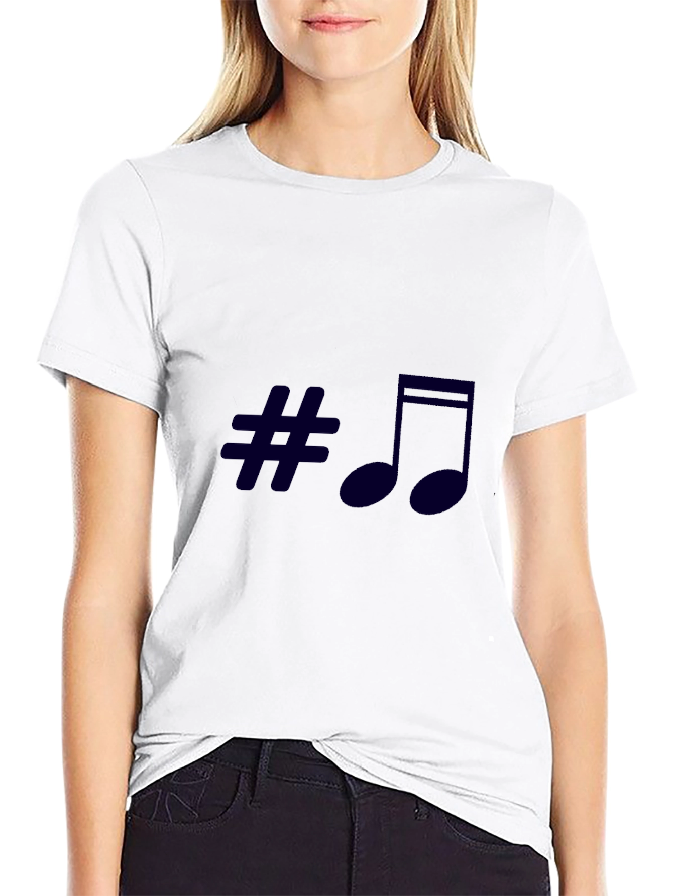 Stylish Music Symbol Black T-Shirt