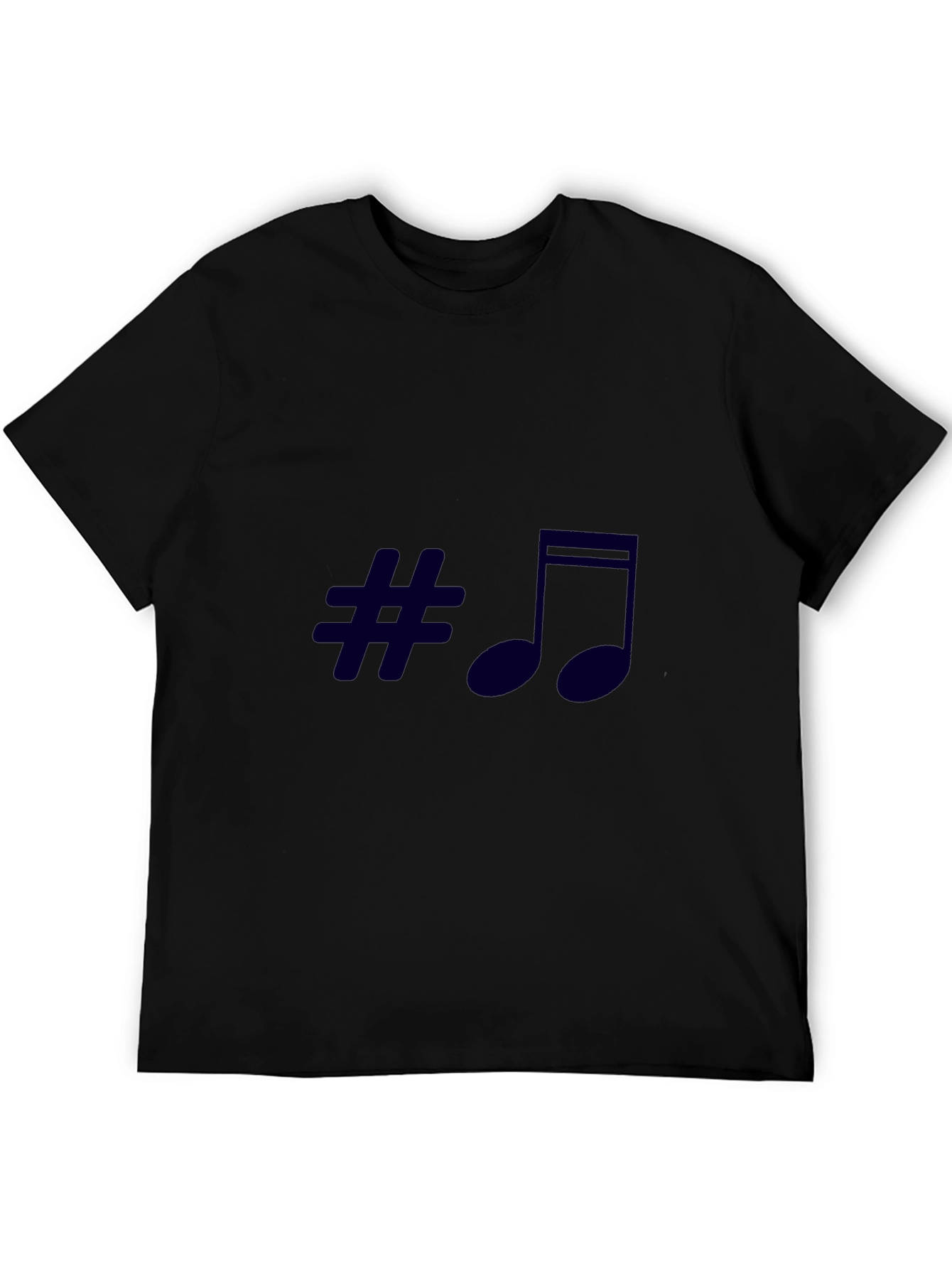 Stylish Music Symbol Black T-Shirt