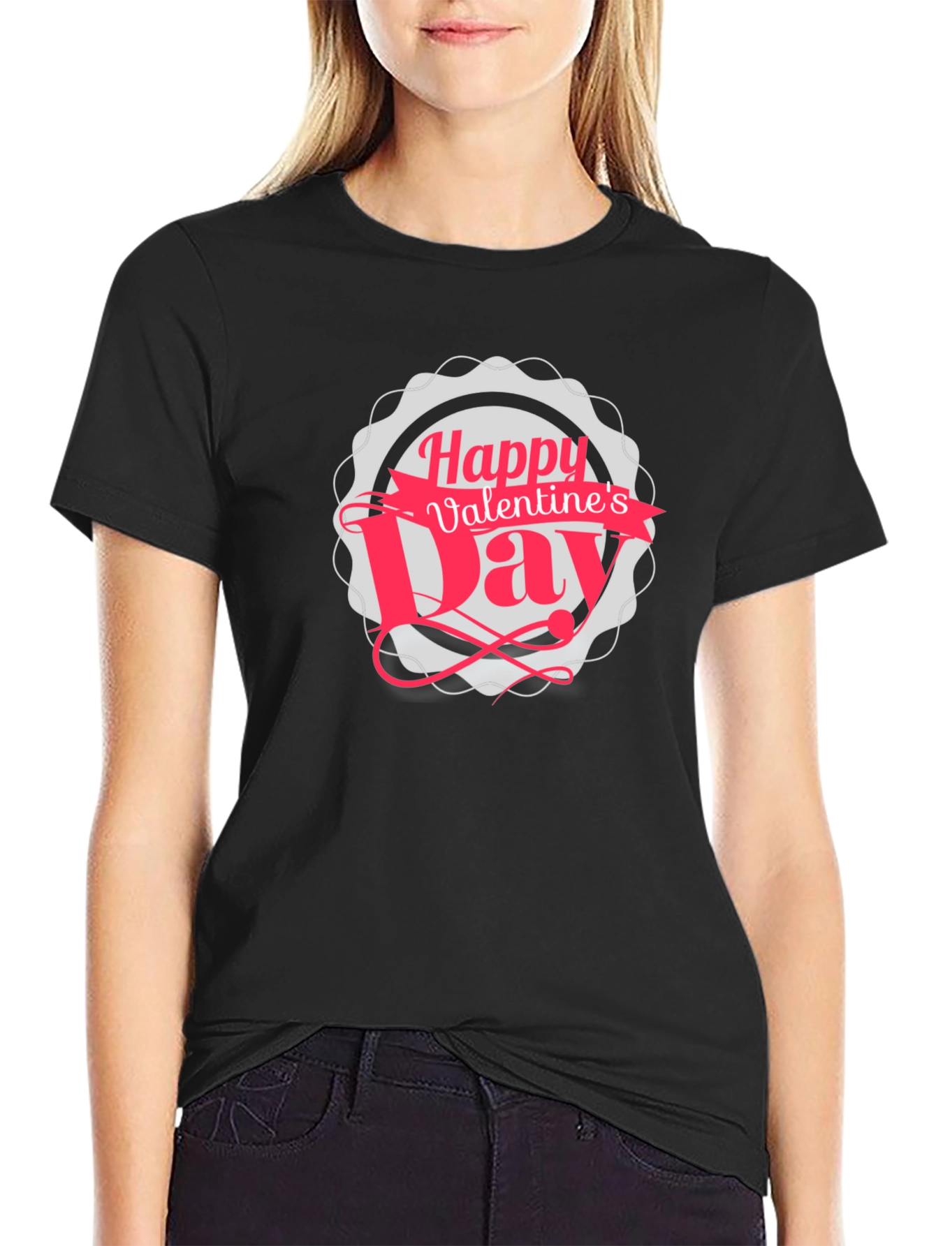 Happy Valentines Day Black T-Shirt