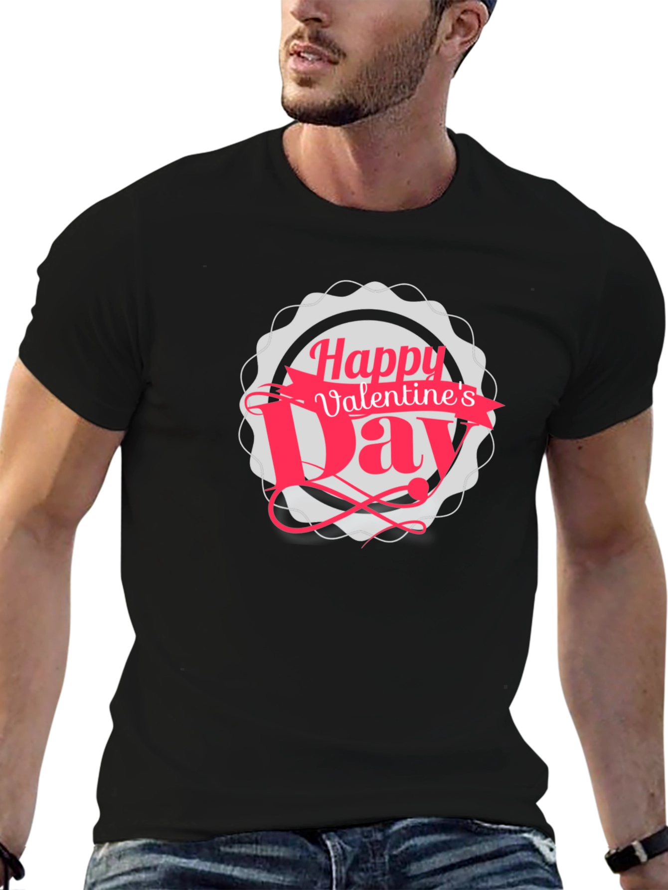 Happy Valentines Day Black T-Shirt