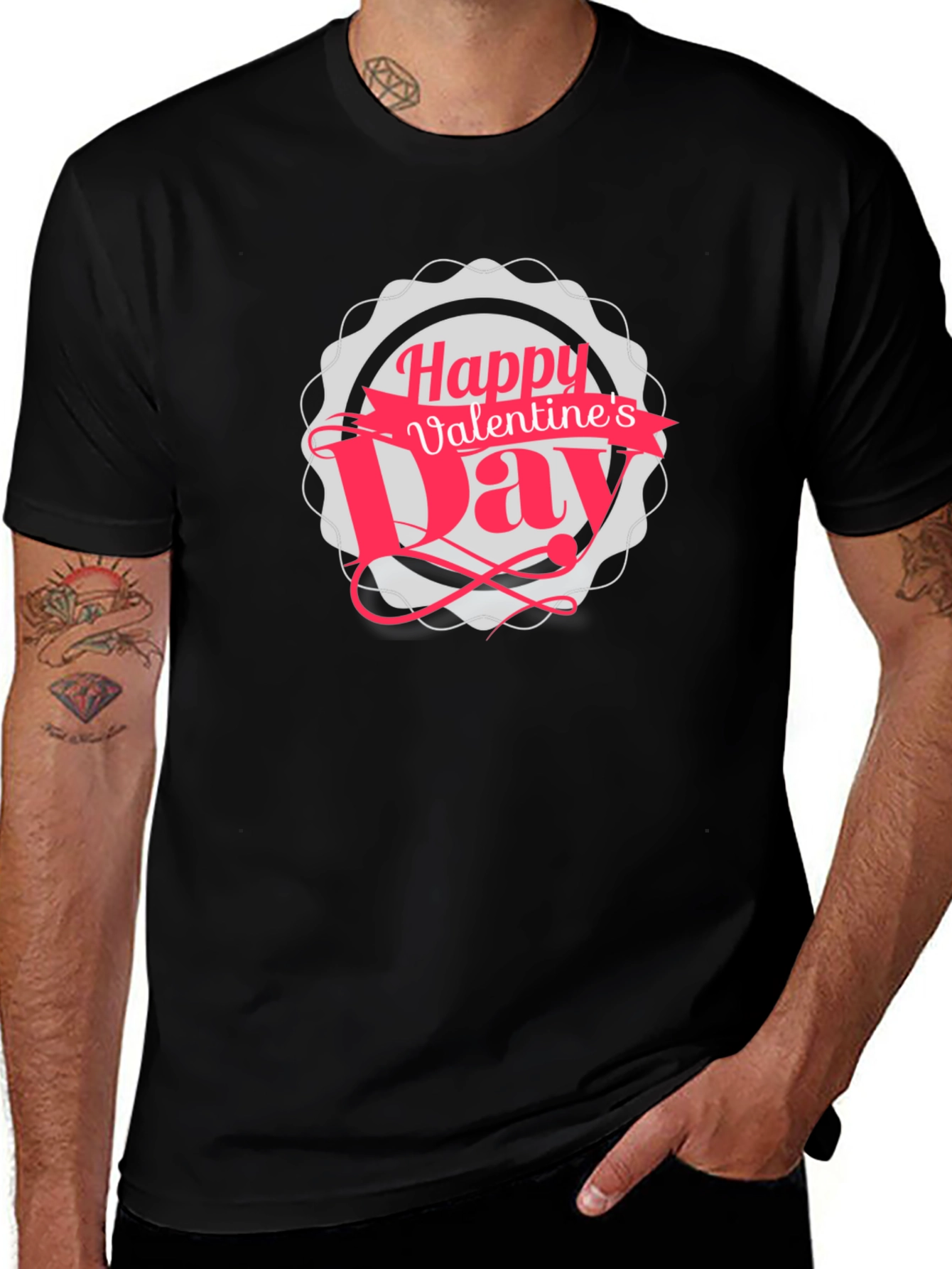 Happy Valentines Day Black T-Shirt