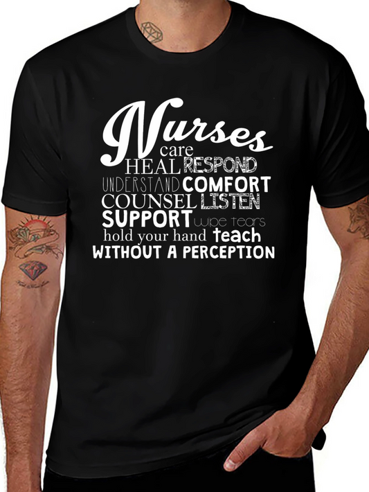 Nurses Care Black T-Shirt - Respond Comfort Listen Support