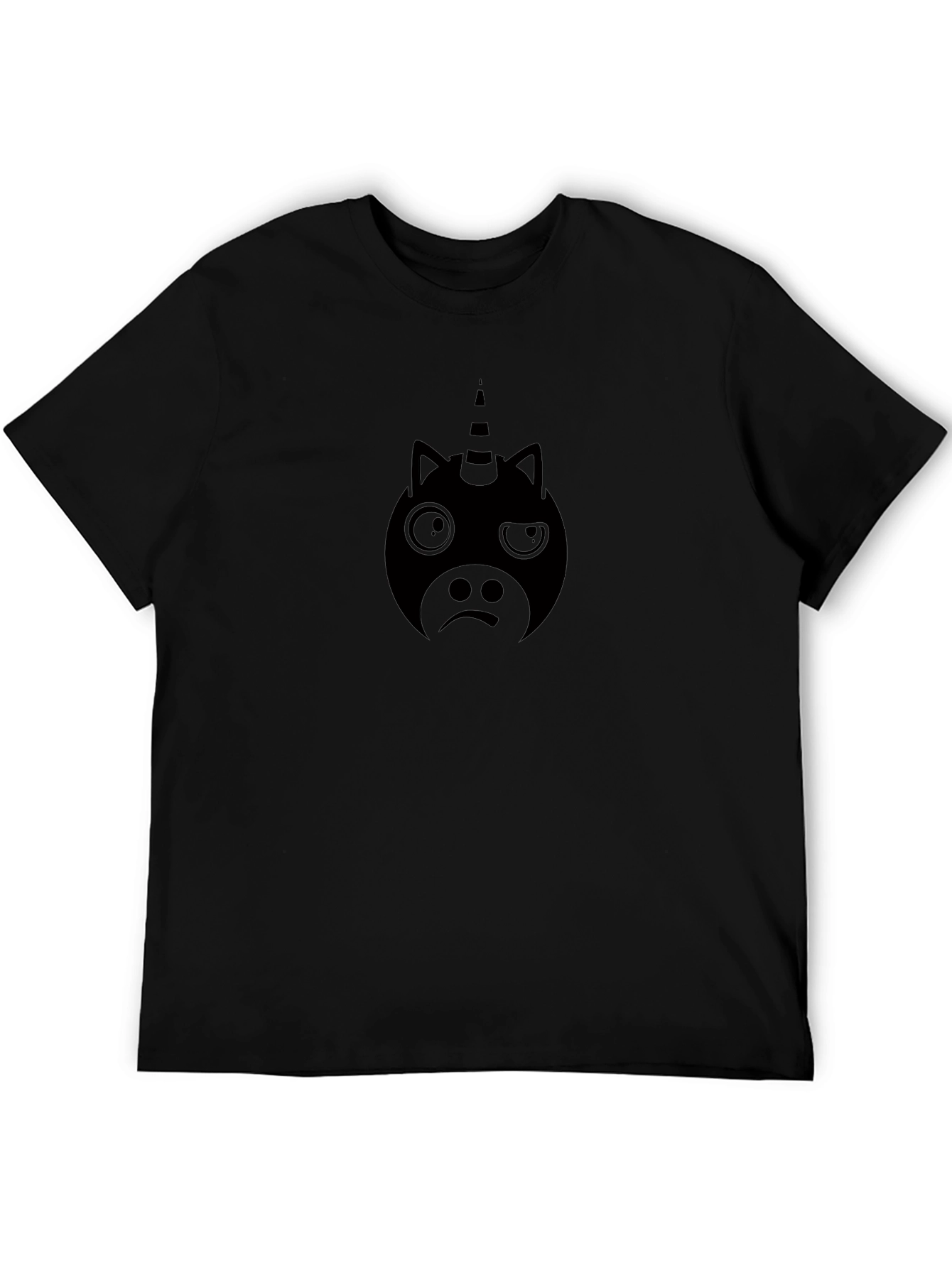 Unicorn Face Graphic Black T-Shirt