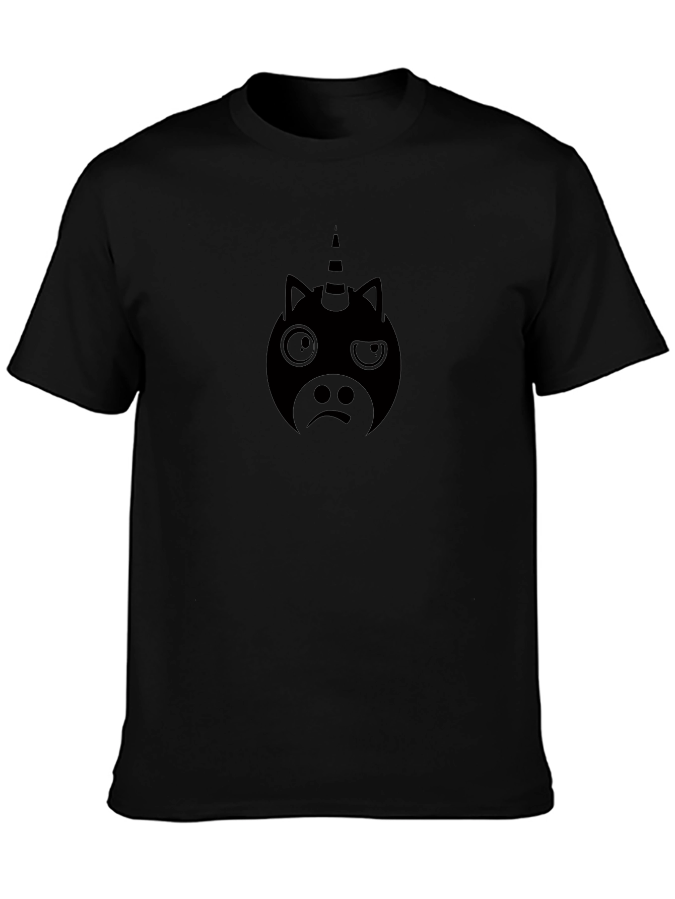 Unicorn Face Graphic Black T-Shirt