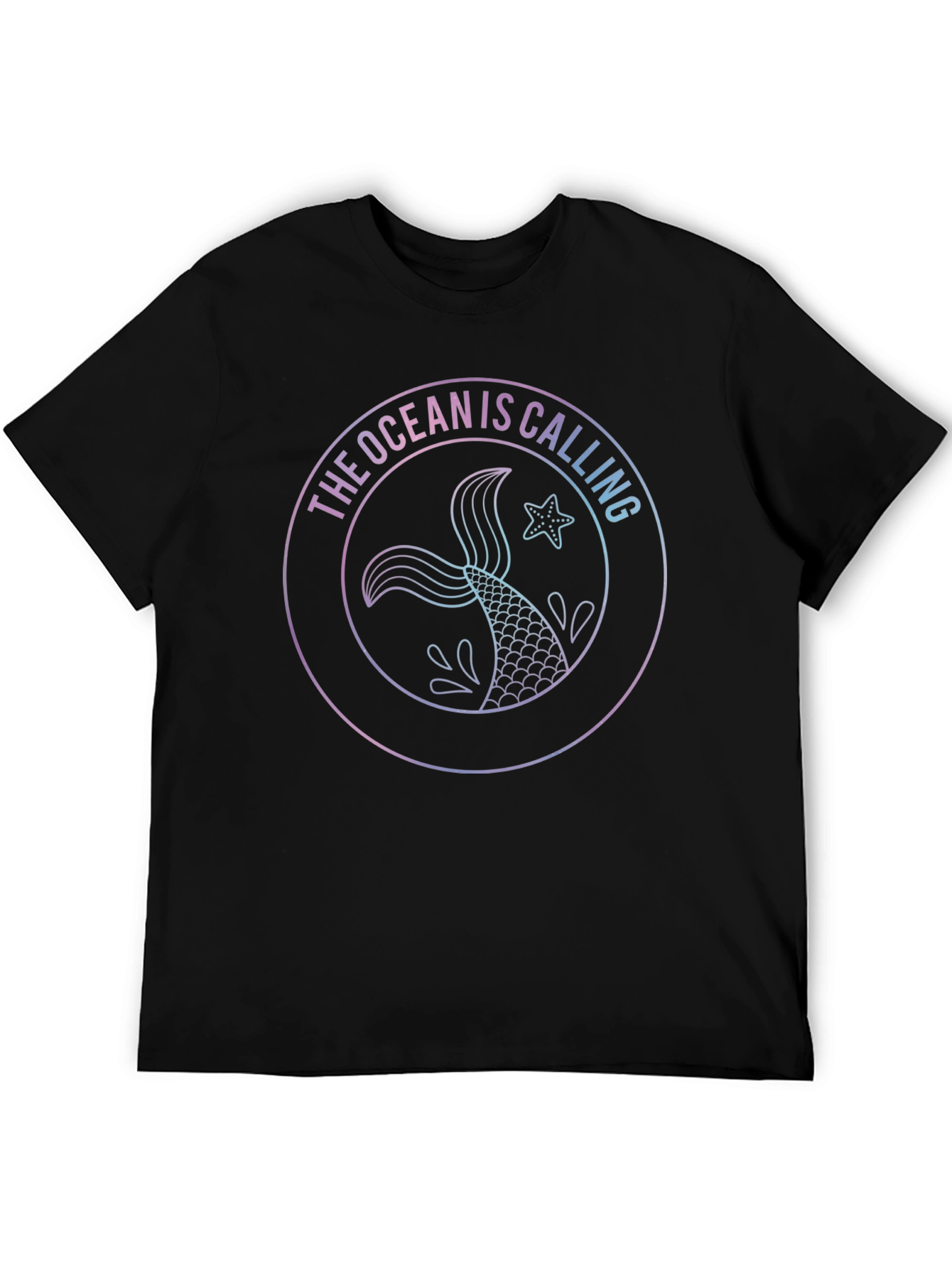 Ocean Is Calling Black Graphic Tee