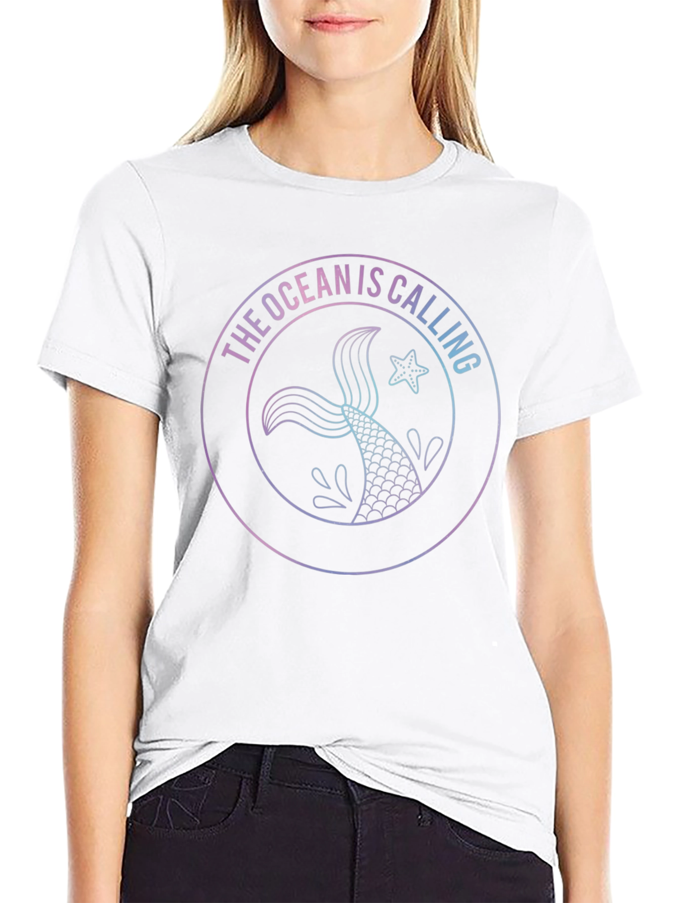 Ocean Is Calling Black Graphic Tee