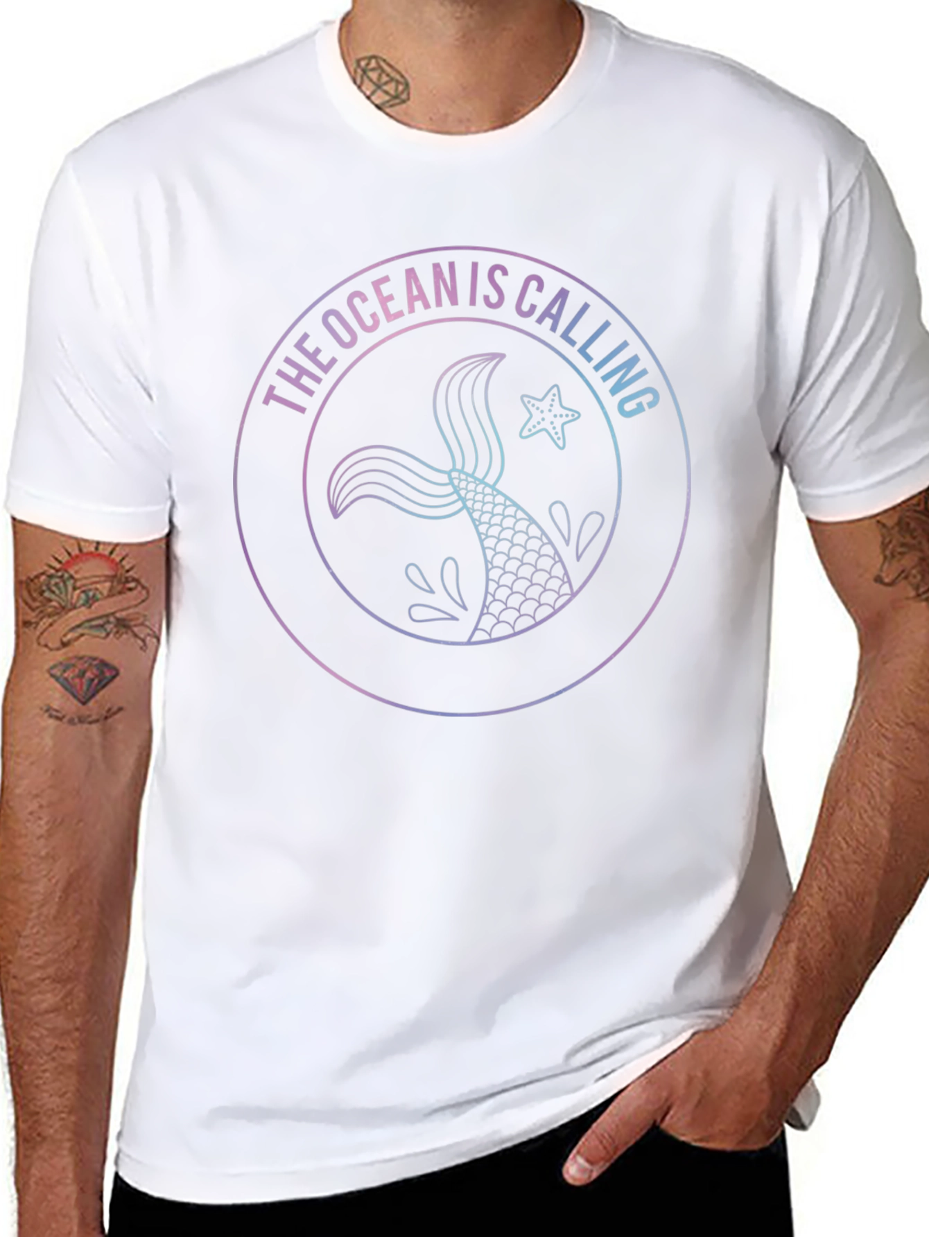 Ocean Is Calling Black Graphic Tee
