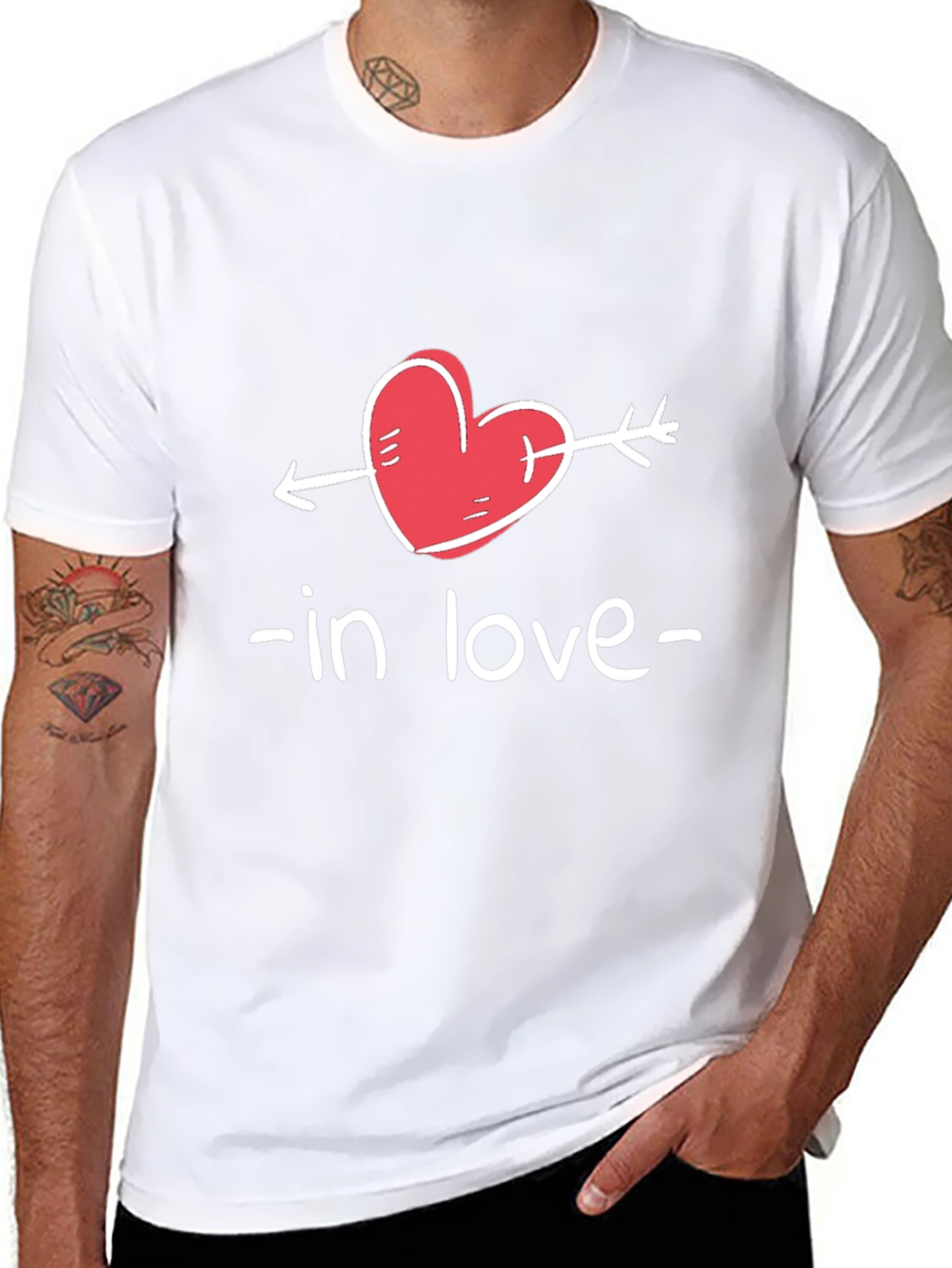 In Love Heart Arrow Graphic Tee - Black