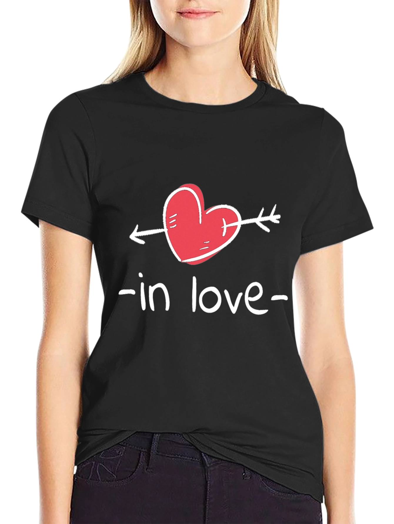 In Love Heart Arrow Graphic Tee - Black