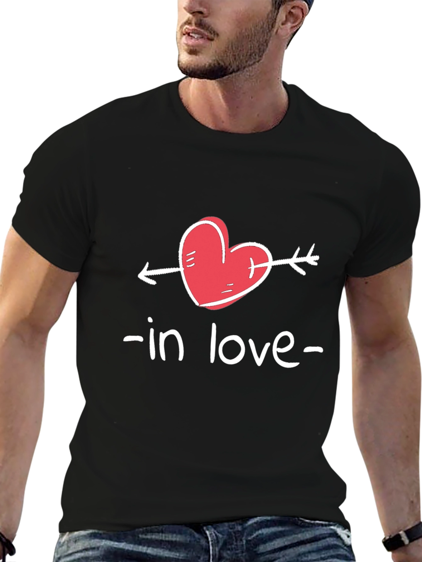 In Love Heart Arrow Graphic Tee - Black