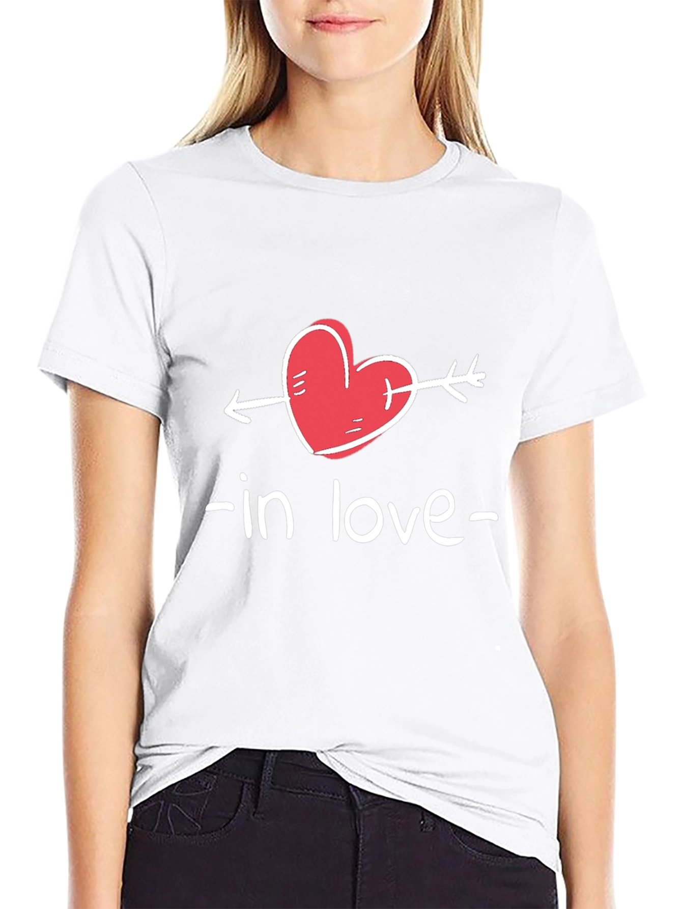 In Love Heart Arrow Graphic Tee - Black