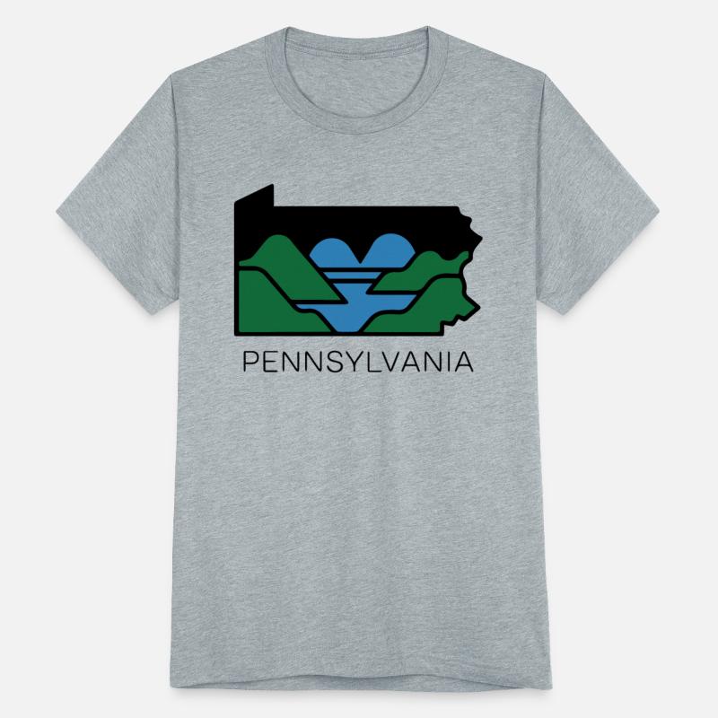Pennsylvania Outline with Heart Shaped River Map