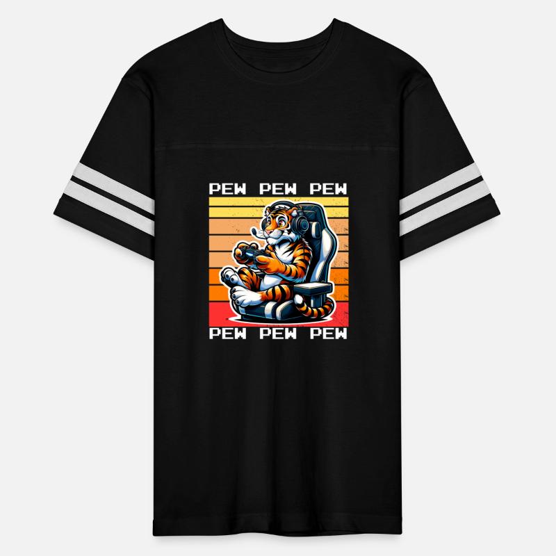 Pew Pew Tiger Gamer Funny Retro Gaming Tiger