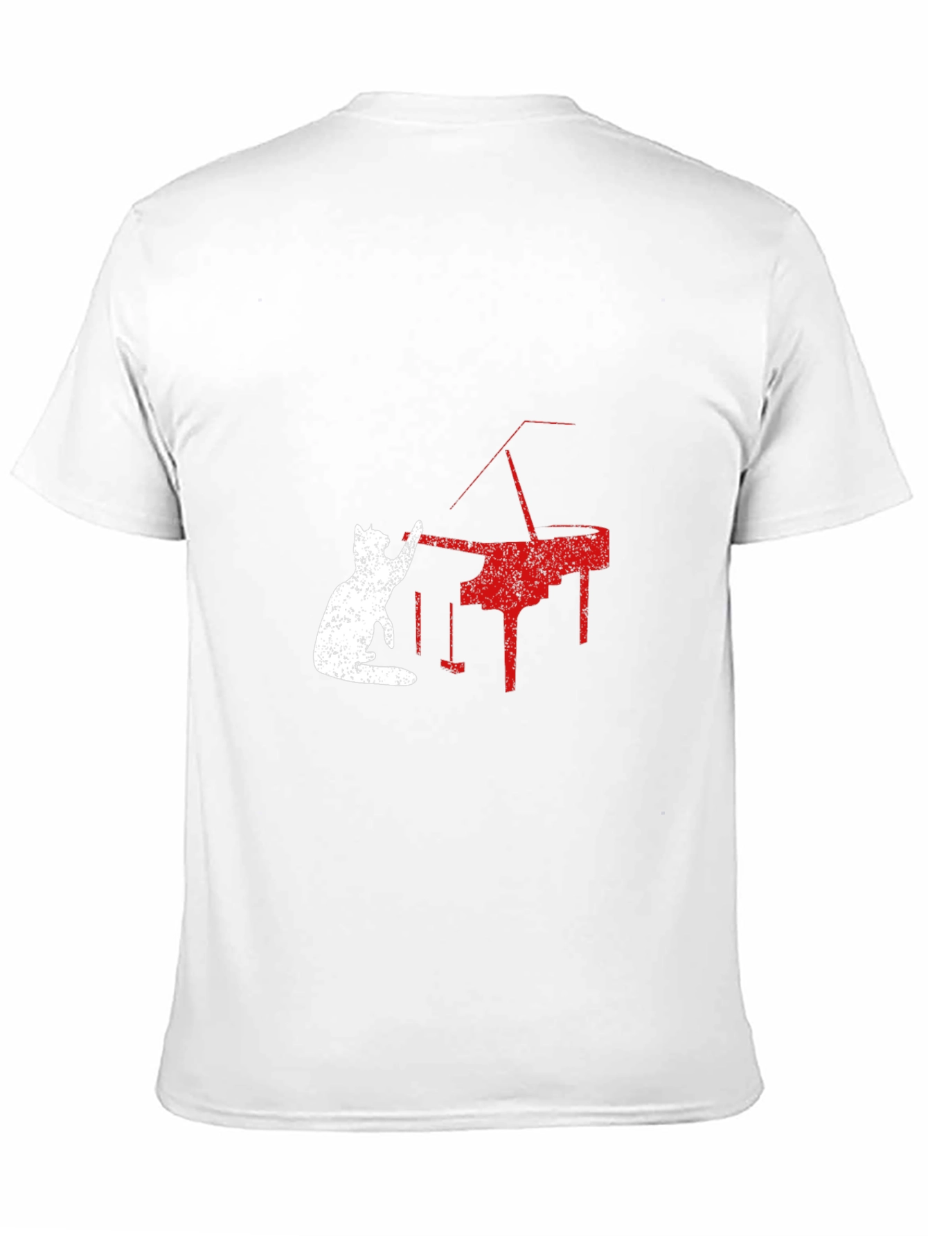 Cat Playing Piano Graphic Tee - Black T-Shirt