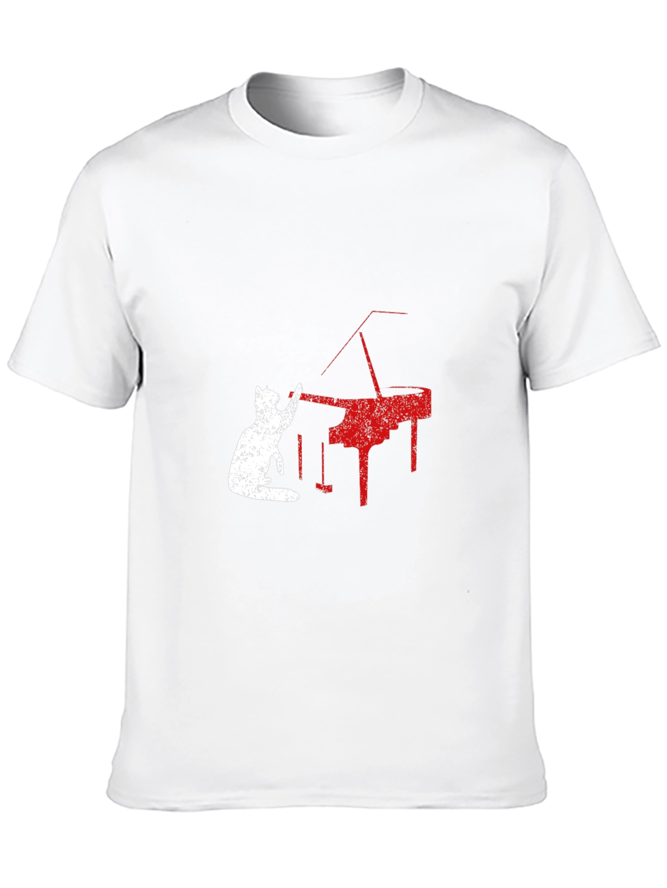 Cat Playing Piano Graphic Tee - Black T-Shirt
