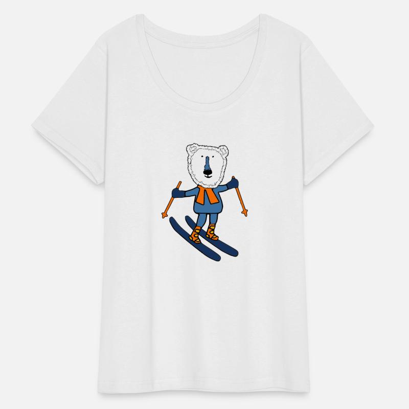 polar bear ski with orange scarf